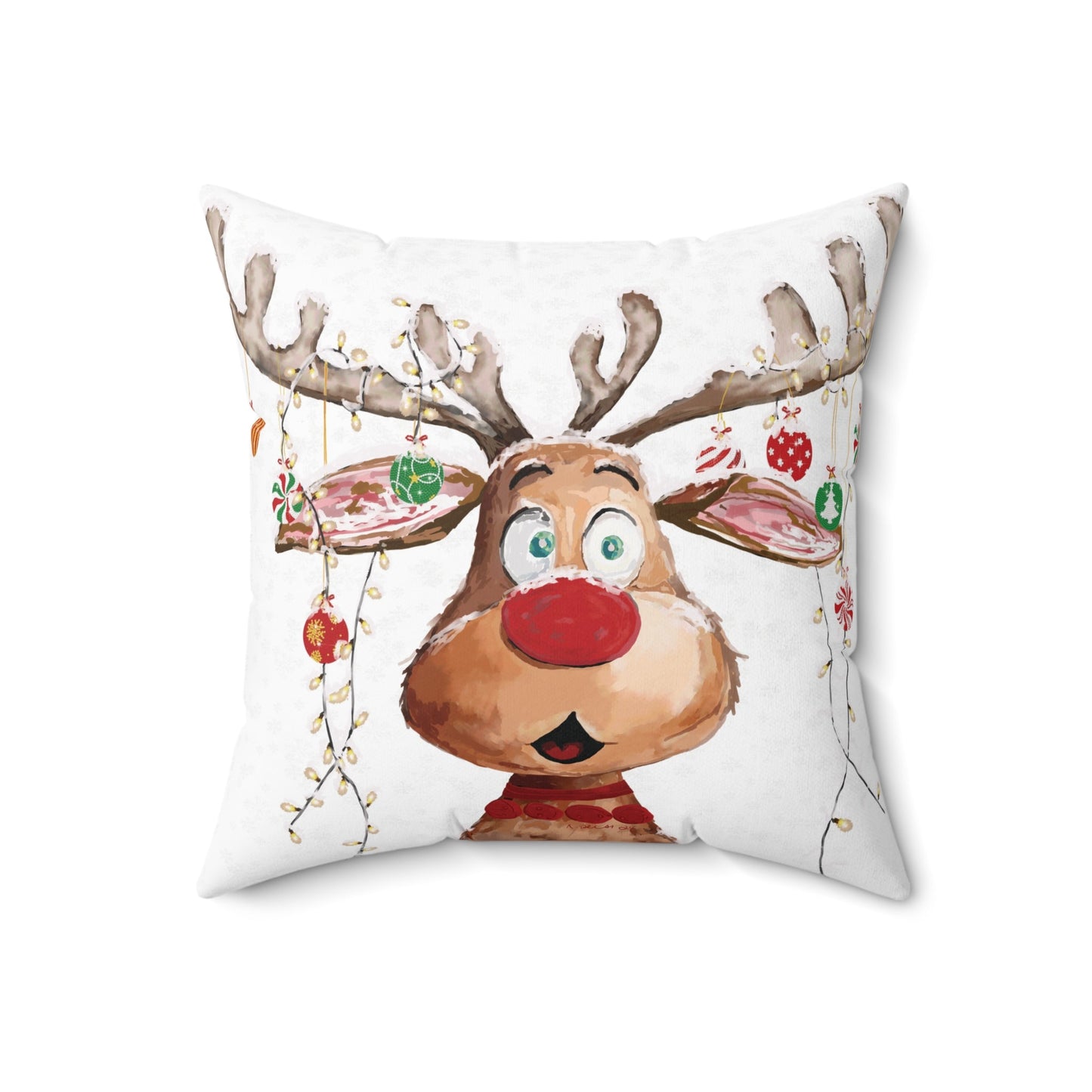 Reindeer Square Pillow - Blue Cava