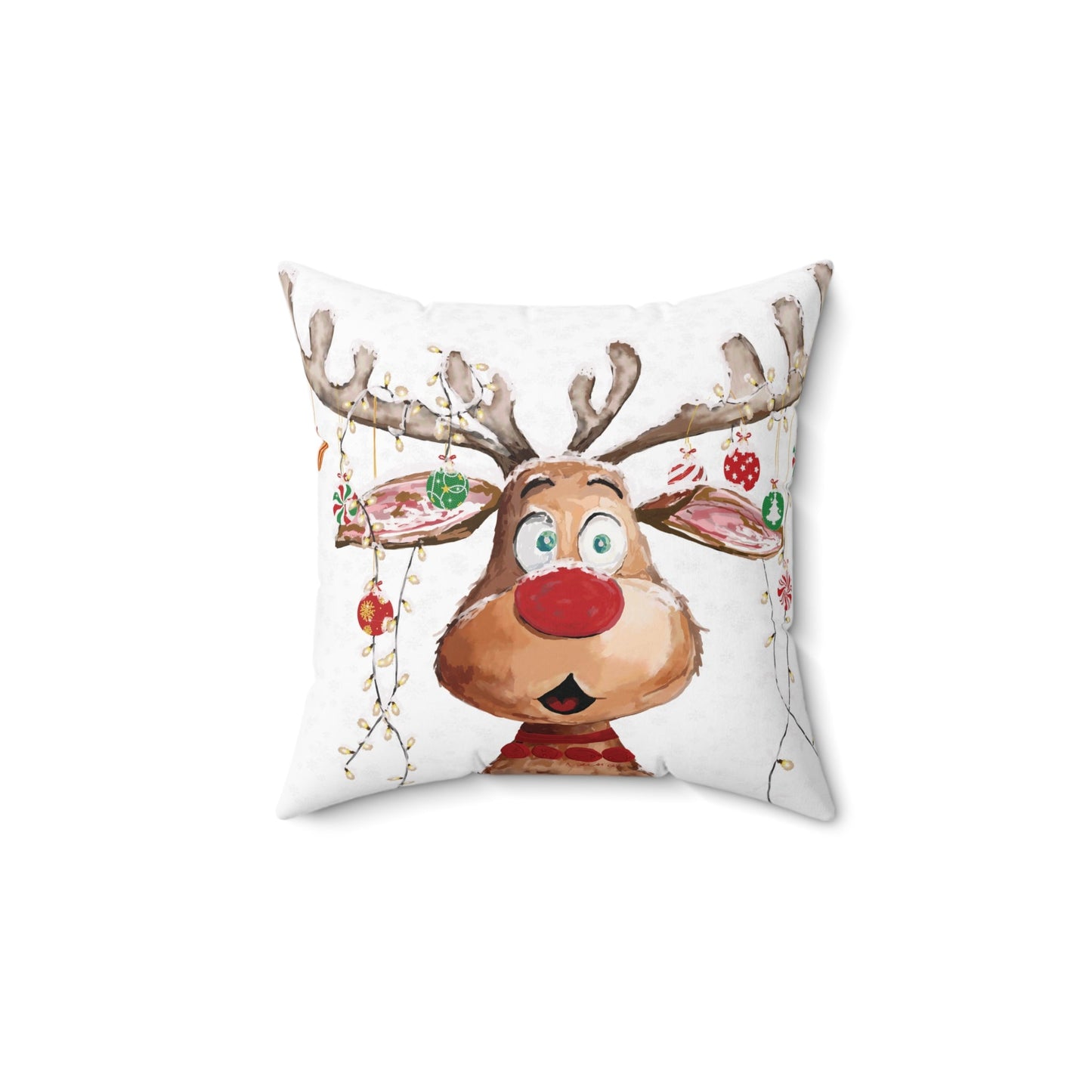 Reindeer Square Pillow - Blue Cava