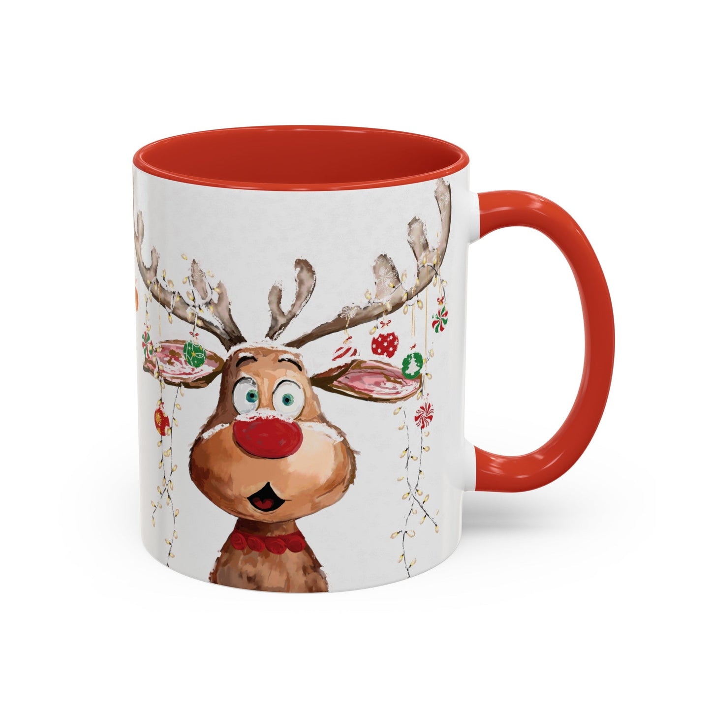 Reindeer Two Tone Accent Coffee Mug (11oz, 15oz) - Blue Cava