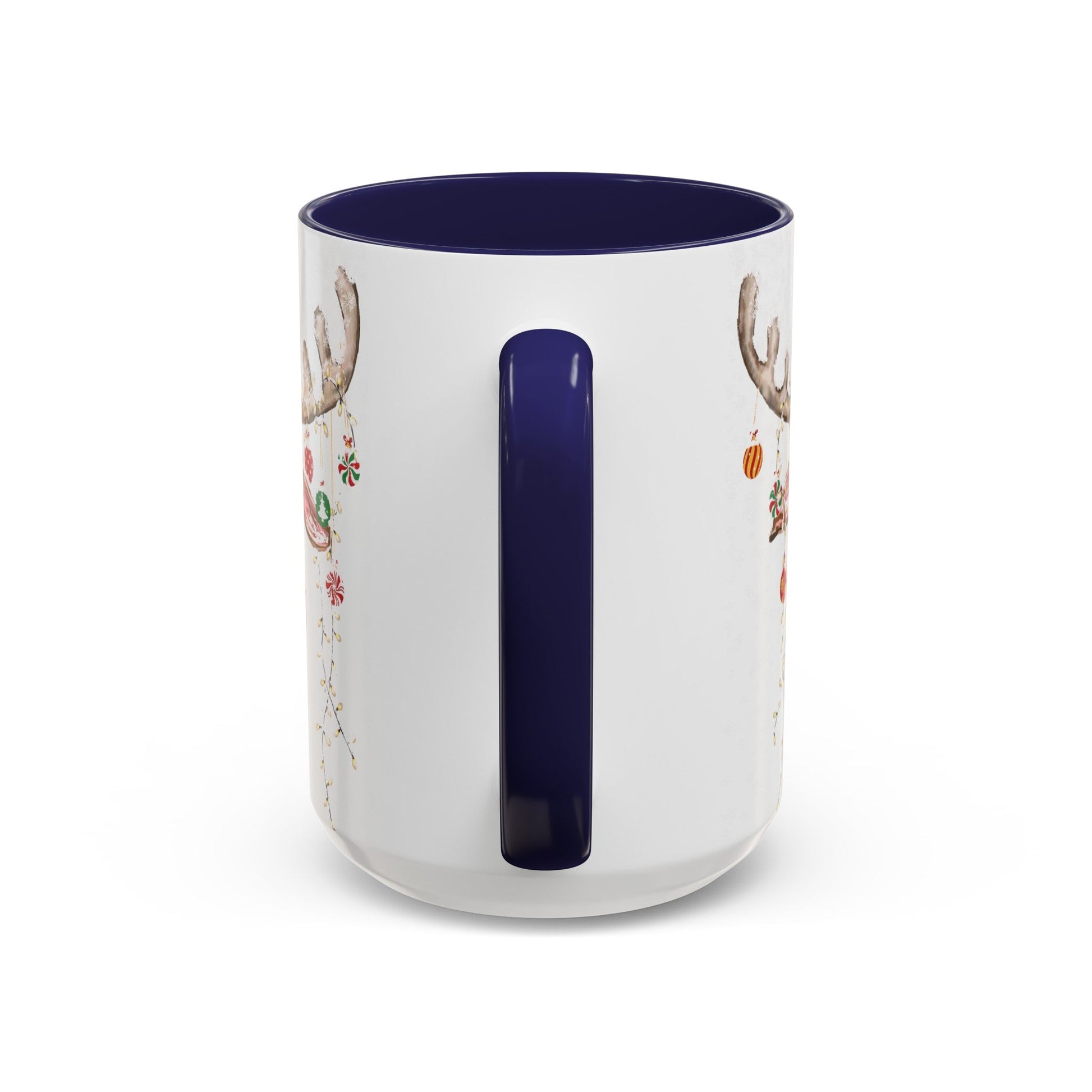 Reindeer Two Tone Accent Coffee Mug (11oz, 15oz) - Blue Cava