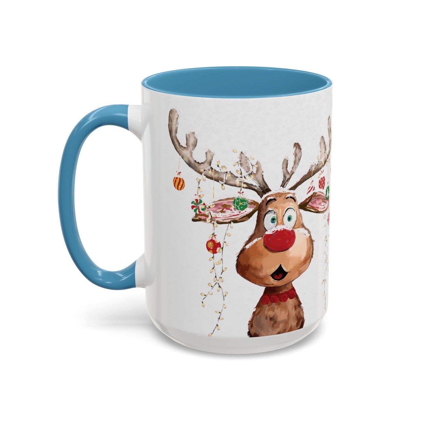 Reindeer Two Tone Accent Coffee Mug (11oz, 15oz) - Blue Cava