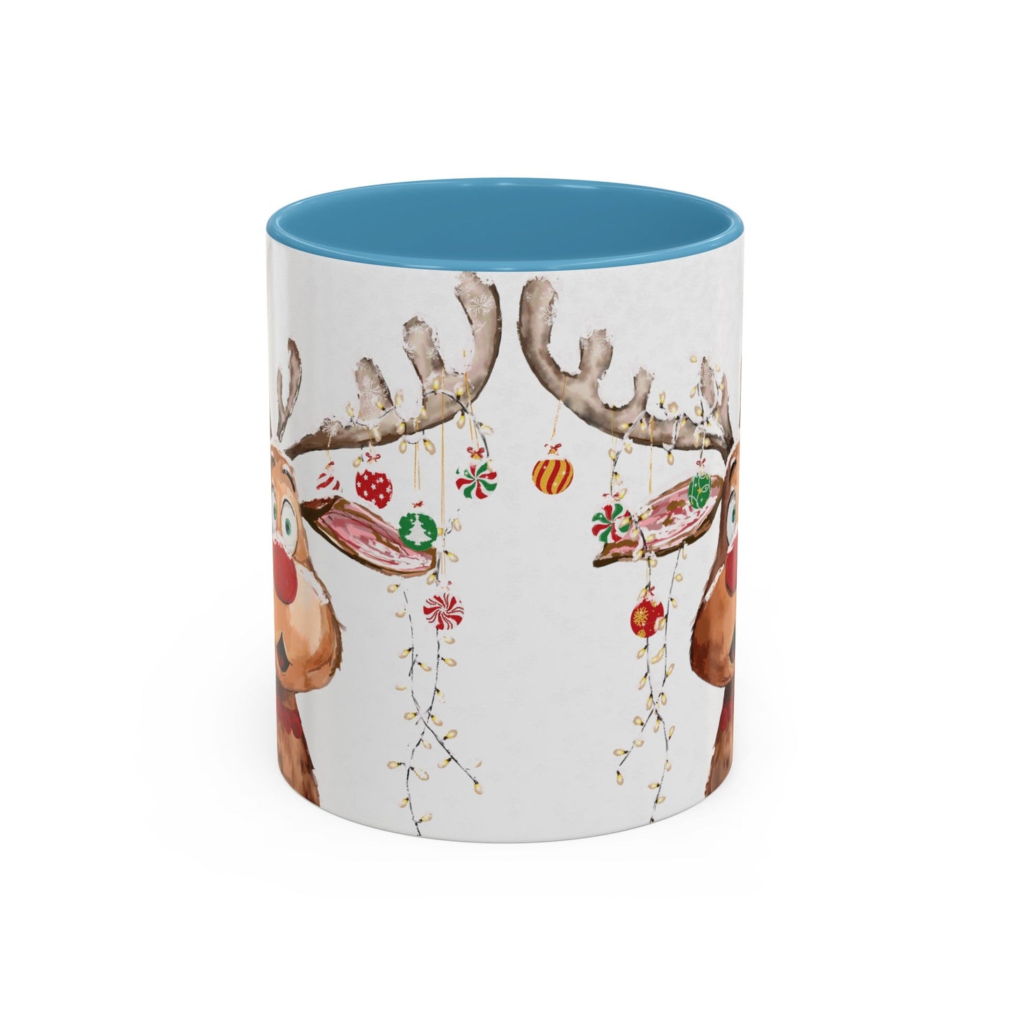 Reindeer Two Tone Accent Coffee Mug (11oz, 15oz) - Blue Cava