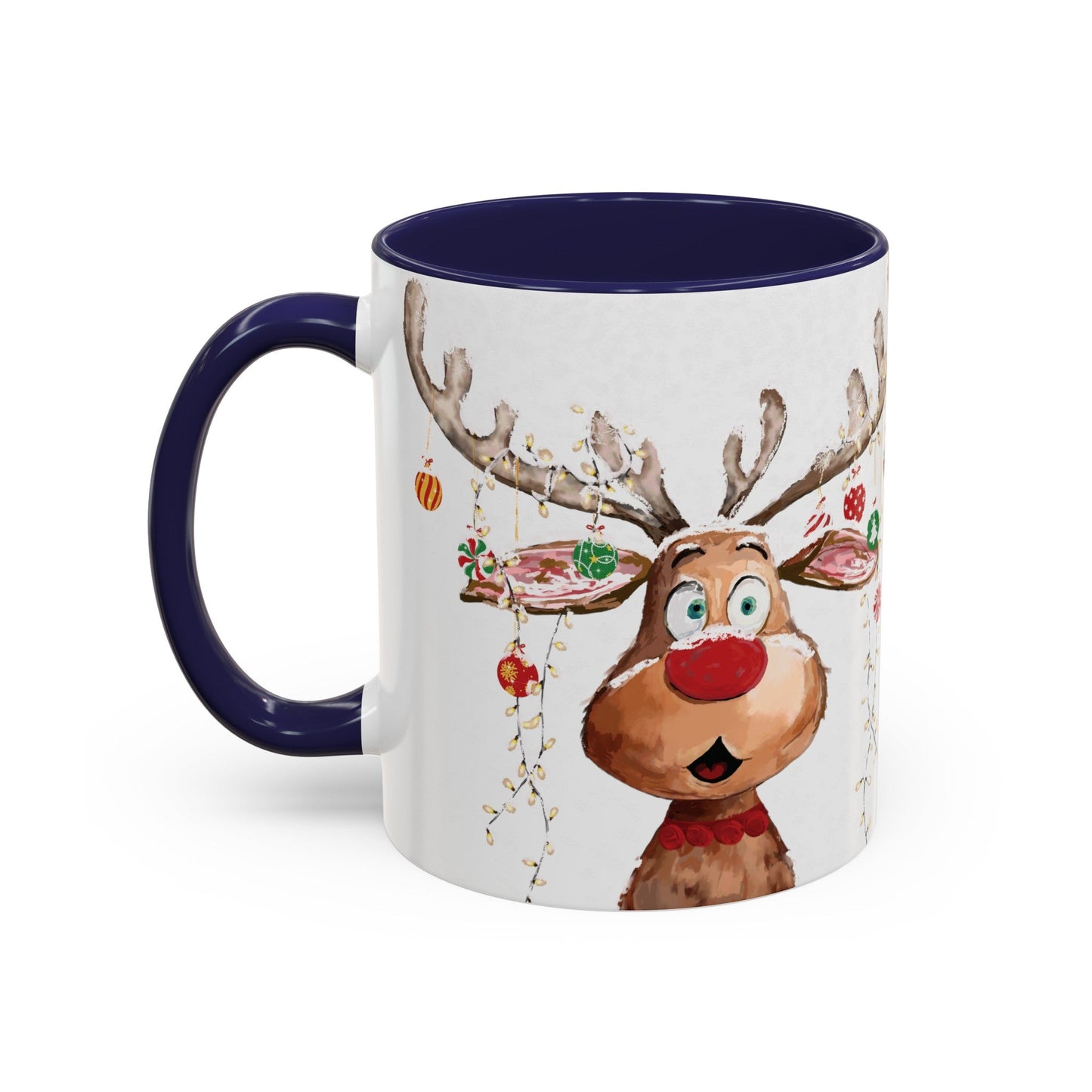 Reindeer Two Tone Accent Coffee Mug (11oz, 15oz) - Blue Cava