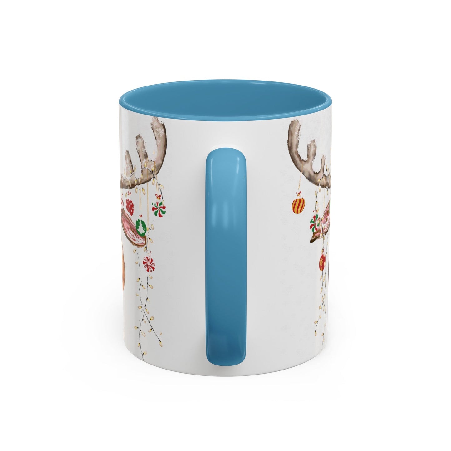 Reindeer Two Tone Accent Coffee Mug (11oz, 15oz) - Blue Cava