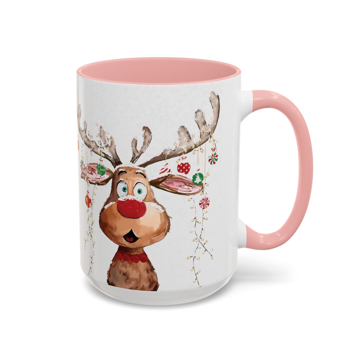 Reindeer Two Tone Accent Coffee Mug (11oz, 15oz) - Blue Cava