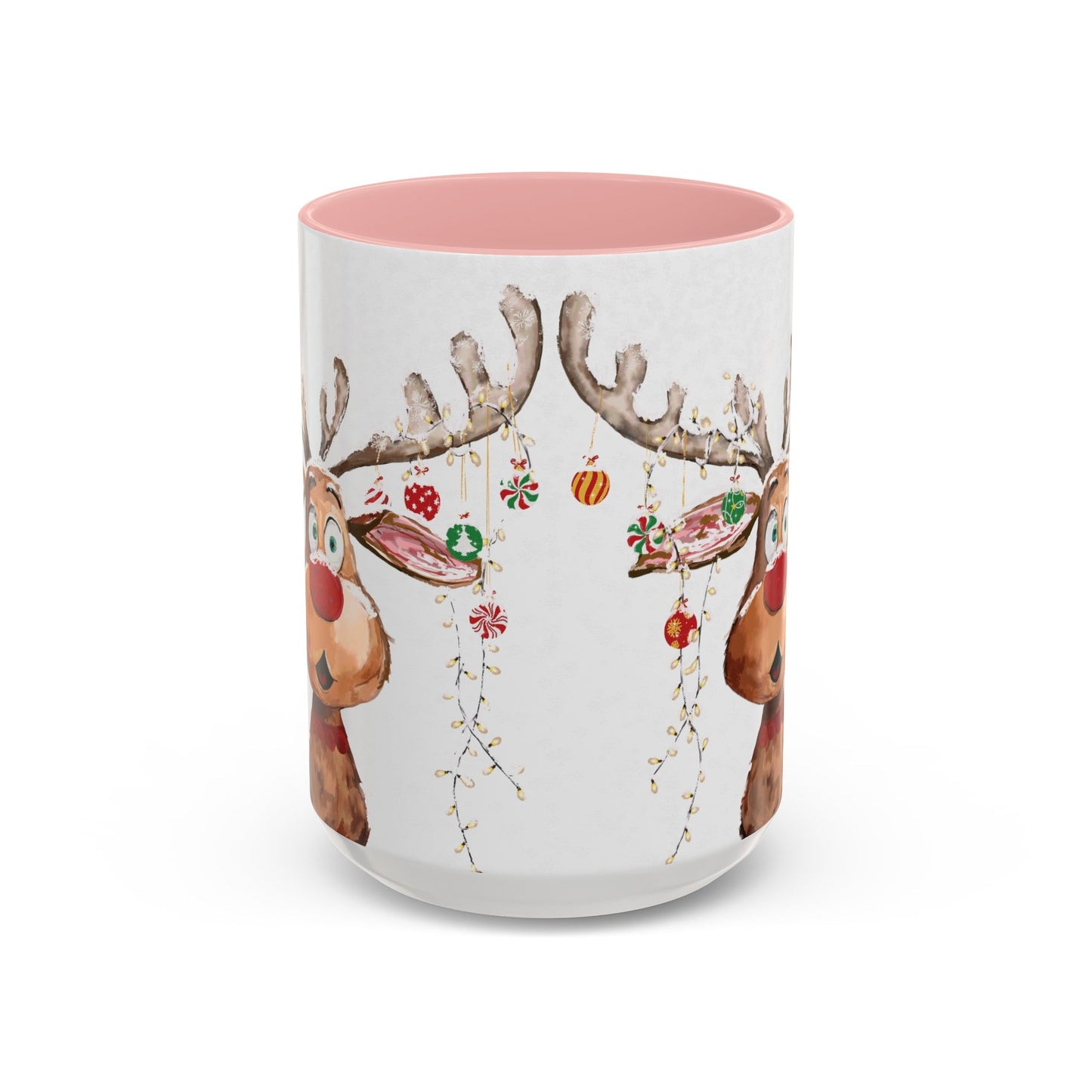 Reindeer Two Tone Accent Coffee Mug (11oz, 15oz) - Blue Cava