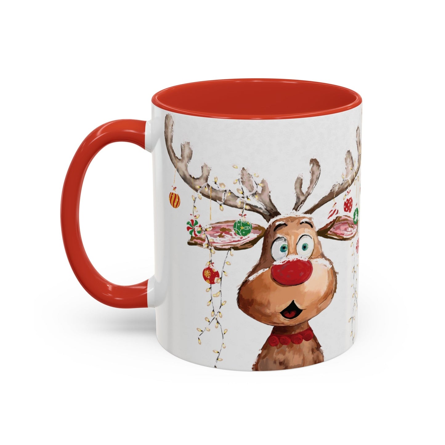 Reindeer Two Tone Accent Coffee Mug (11oz, 15oz) - Blue Cava