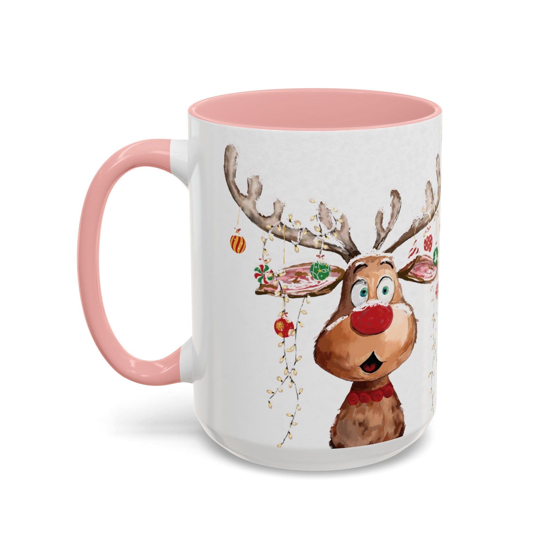 Reindeer Two Tone Accent Coffee Mug (11oz, 15oz) - Blue Cava