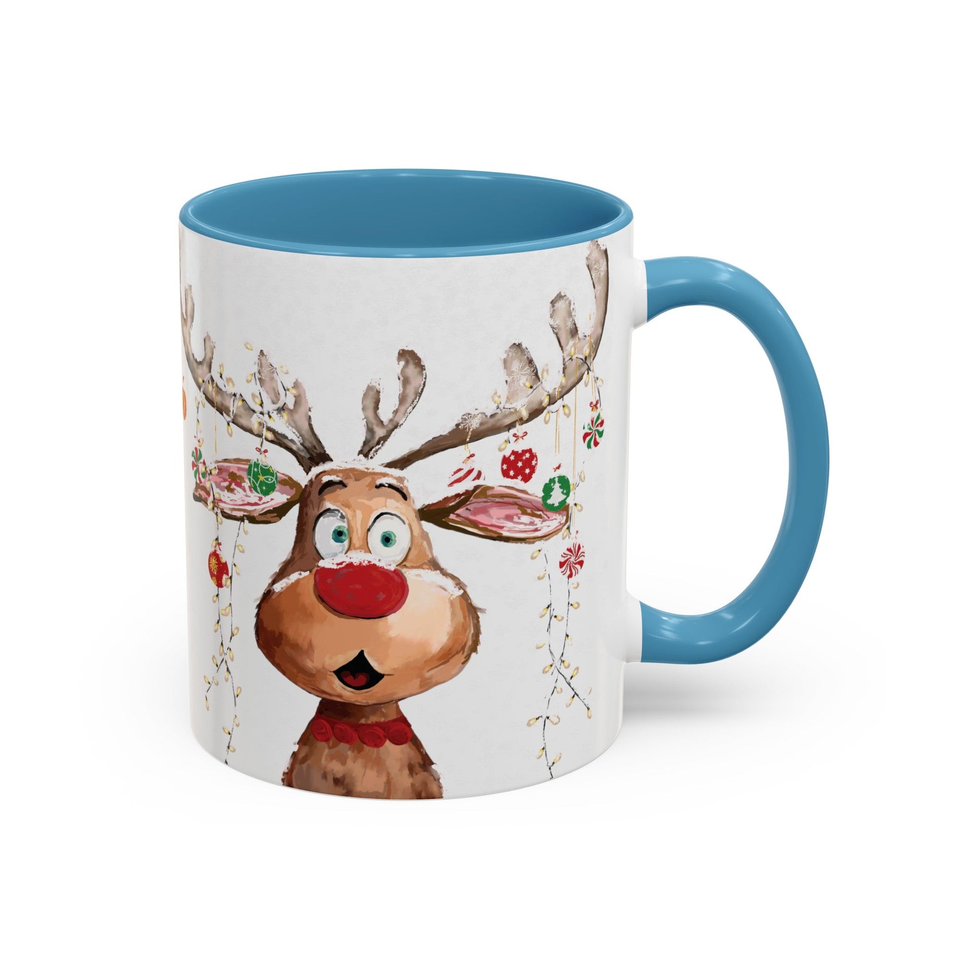 Reindeer Two Tone Accent Coffee Mug (11oz, 15oz) - Blue Cava