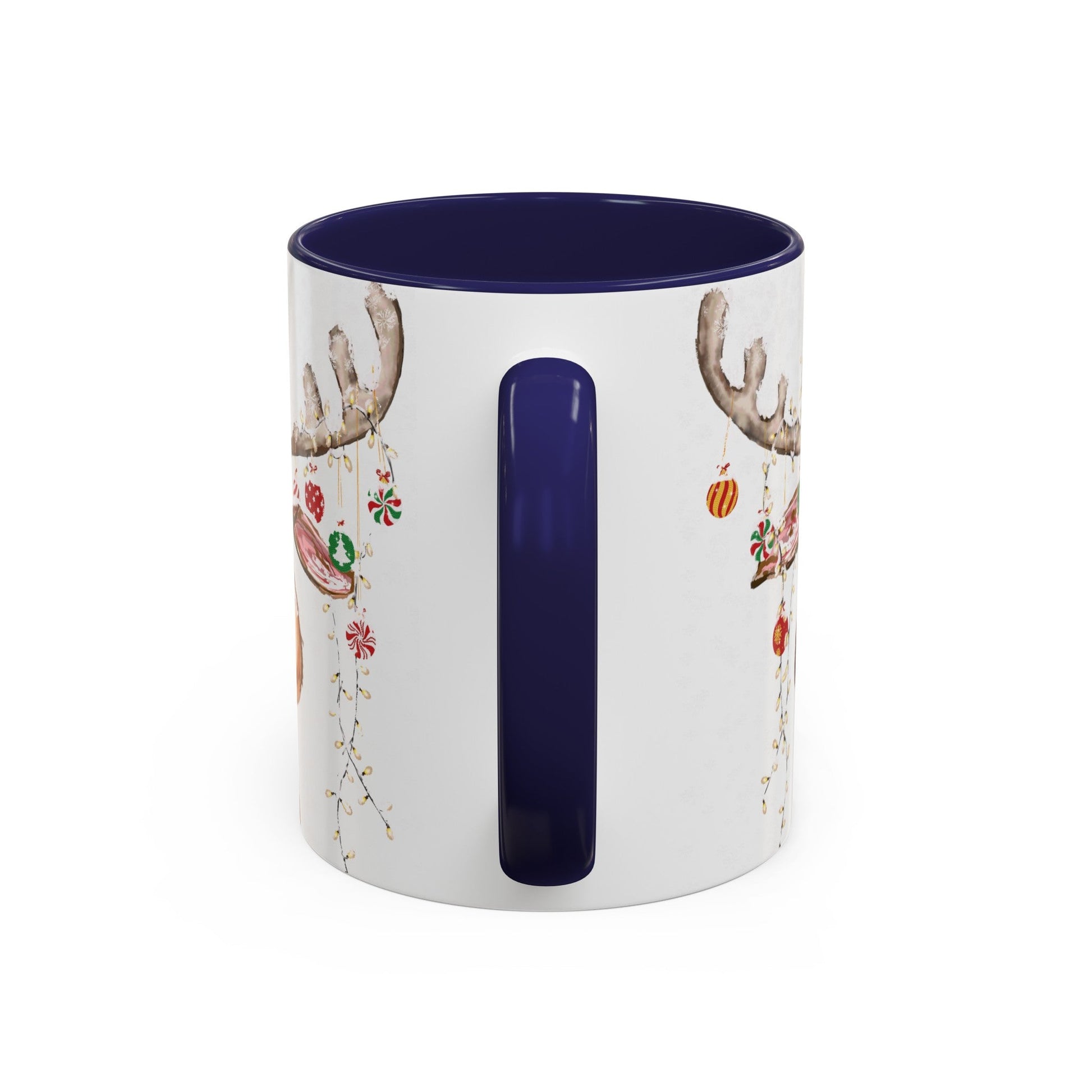 Reindeer Two Tone Accent Coffee Mug (11oz, 15oz) - Blue Cava