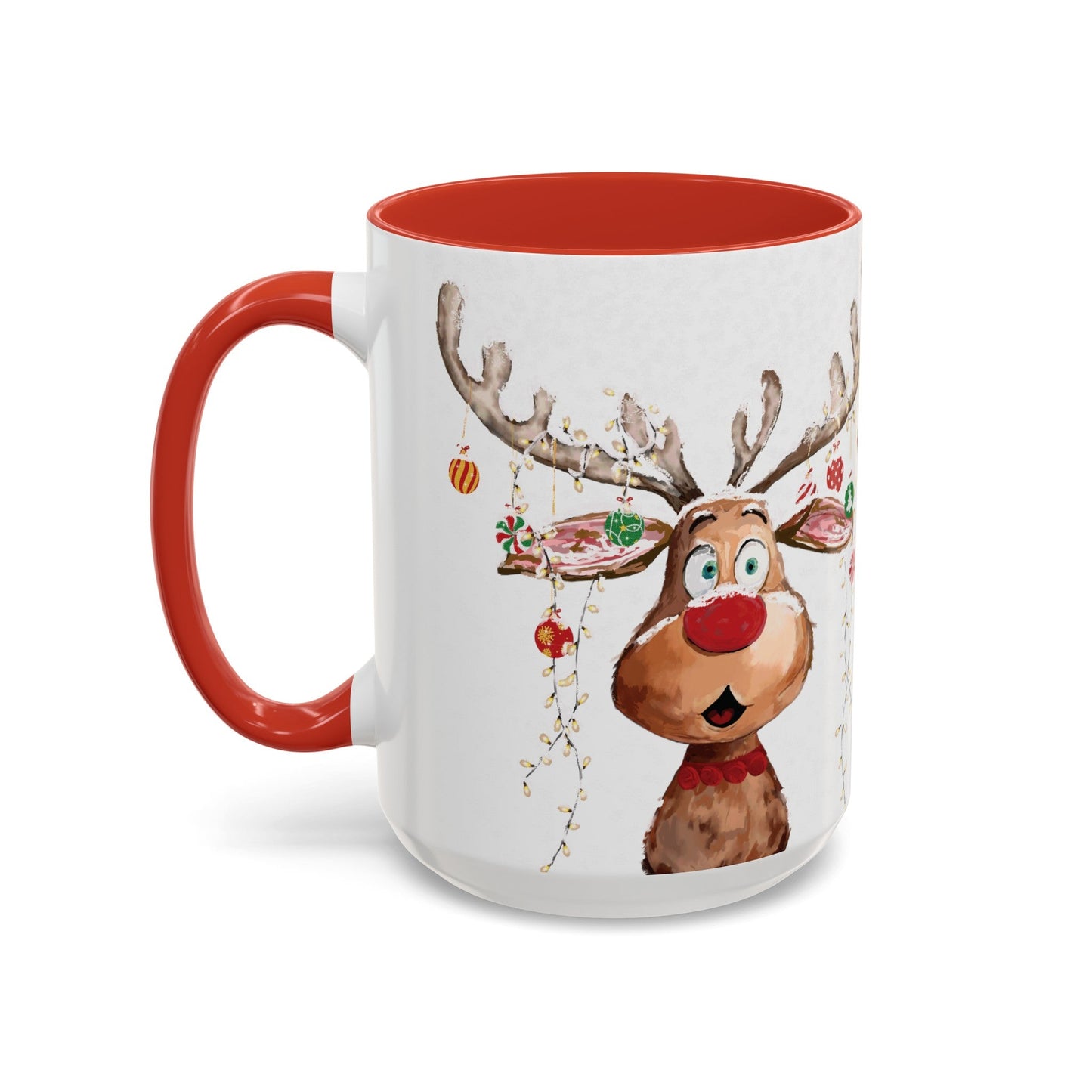 Reindeer Two Tone Accent Coffee Mug (11oz, 15oz) - Blue Cava