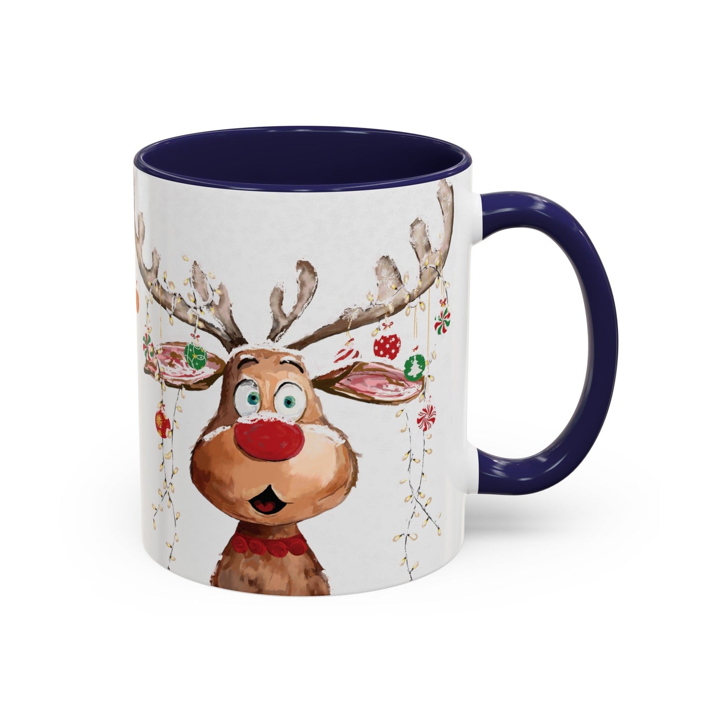 Reindeer Two Tone Accent Coffee Mug (11oz, 15oz) - Blue Cava