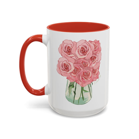 Rose Bouquet Two Tone Coffee Mug (11oz & 15oz) - Blue Cava