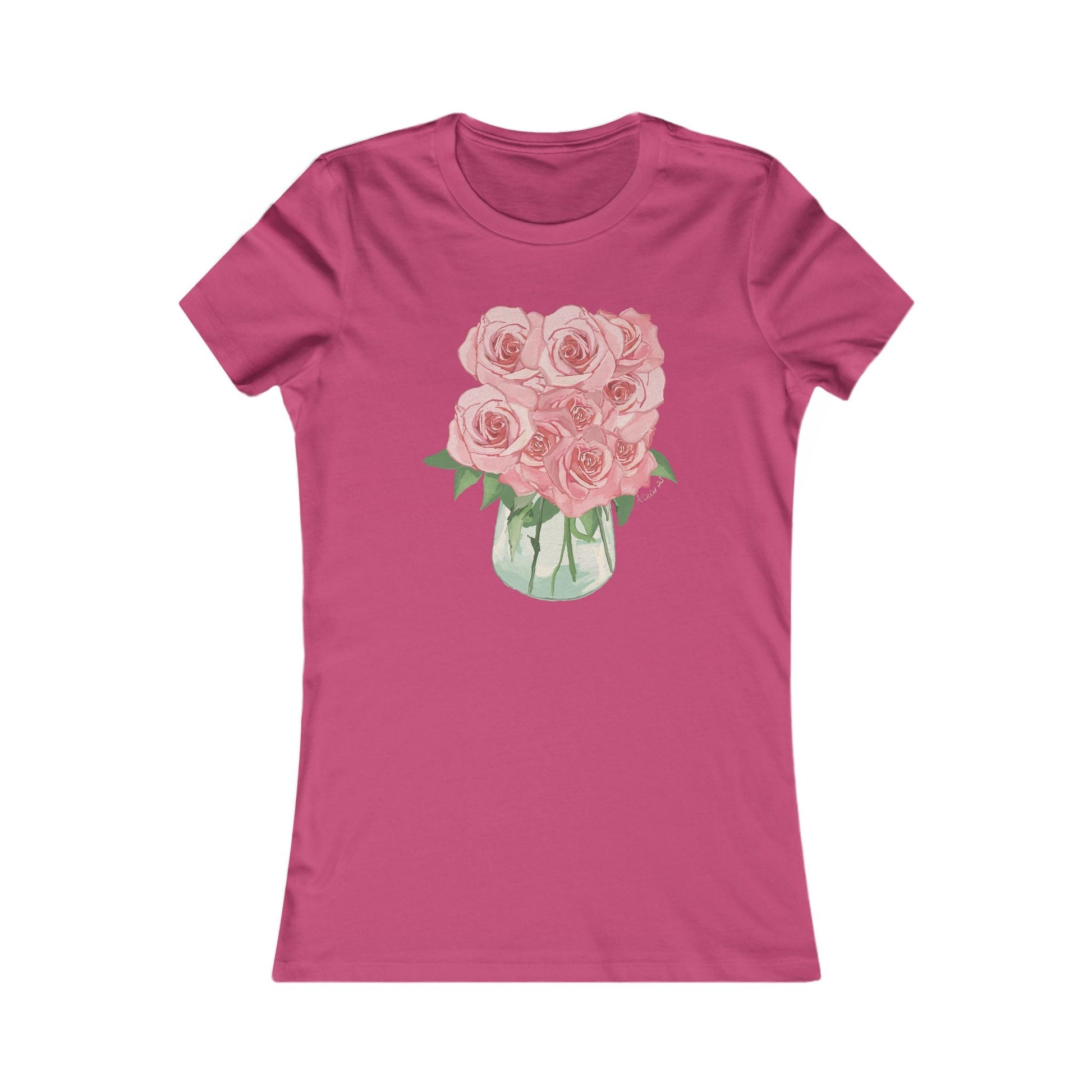 Roses Bouquet Bella Canvas Tee - Blue Cava