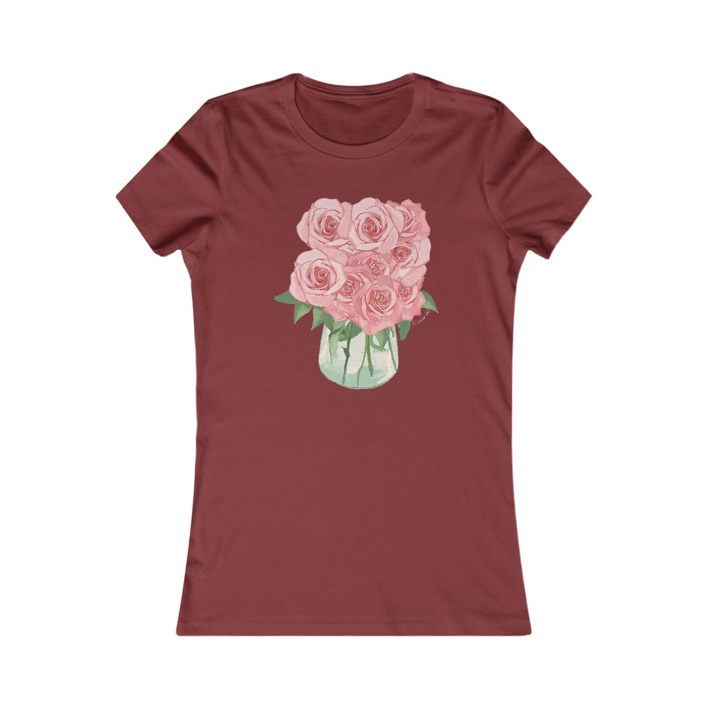 Roses Bouquet Bella Canvas Tee - Blue Cava