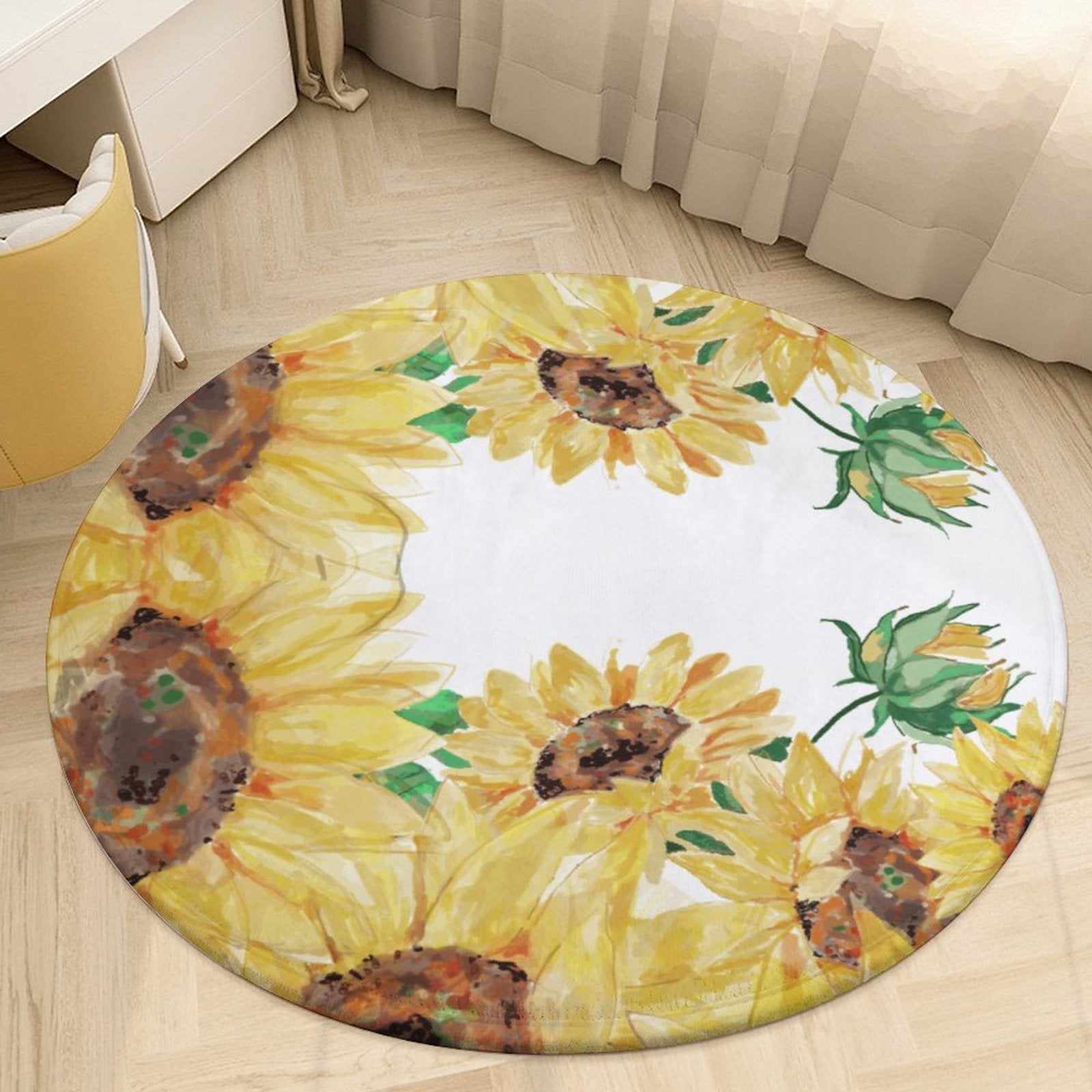 Round Coral Velvet Warm Floor Mat - Blue Cava