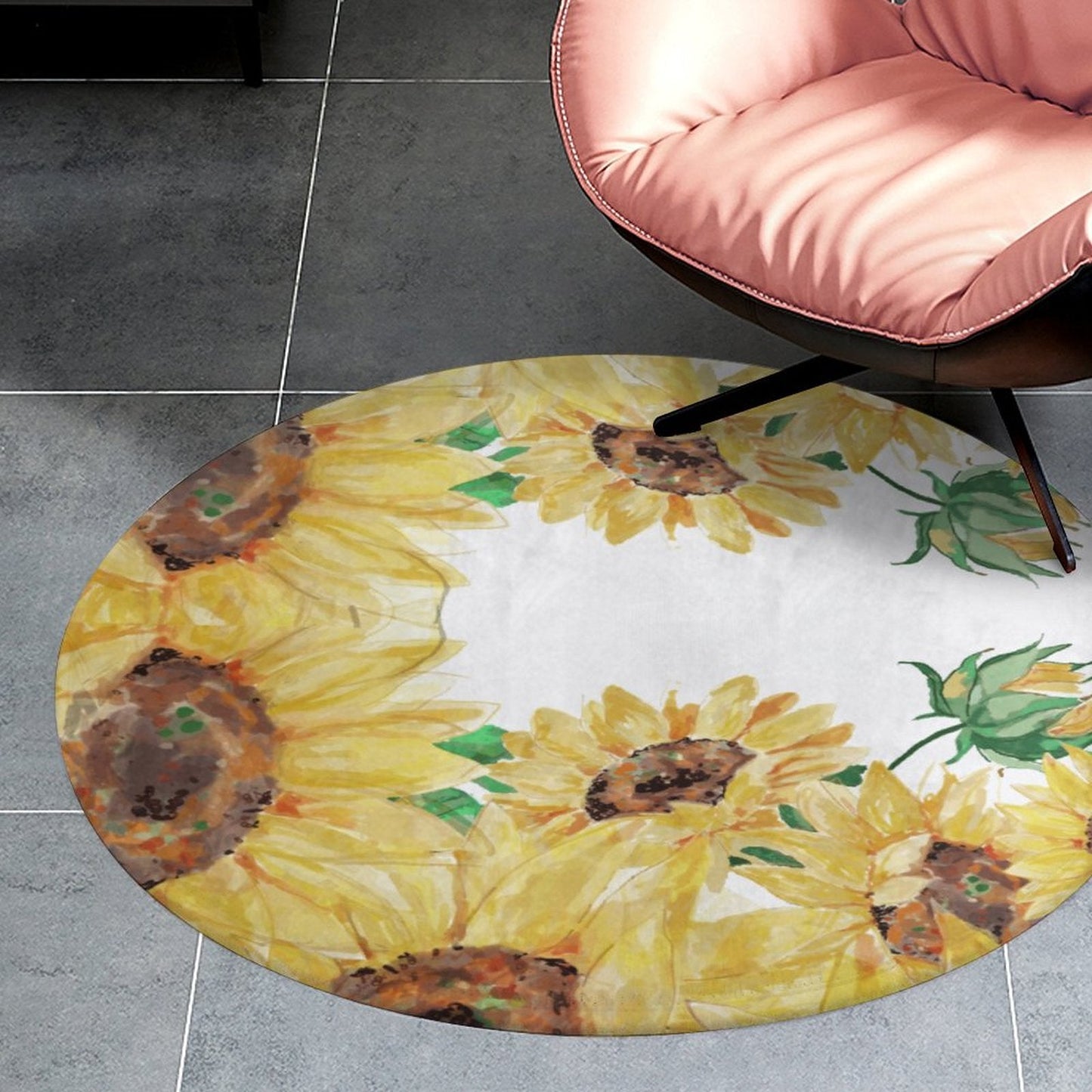 Round Coral Velvet Warm Floor Mat - Blue Cava