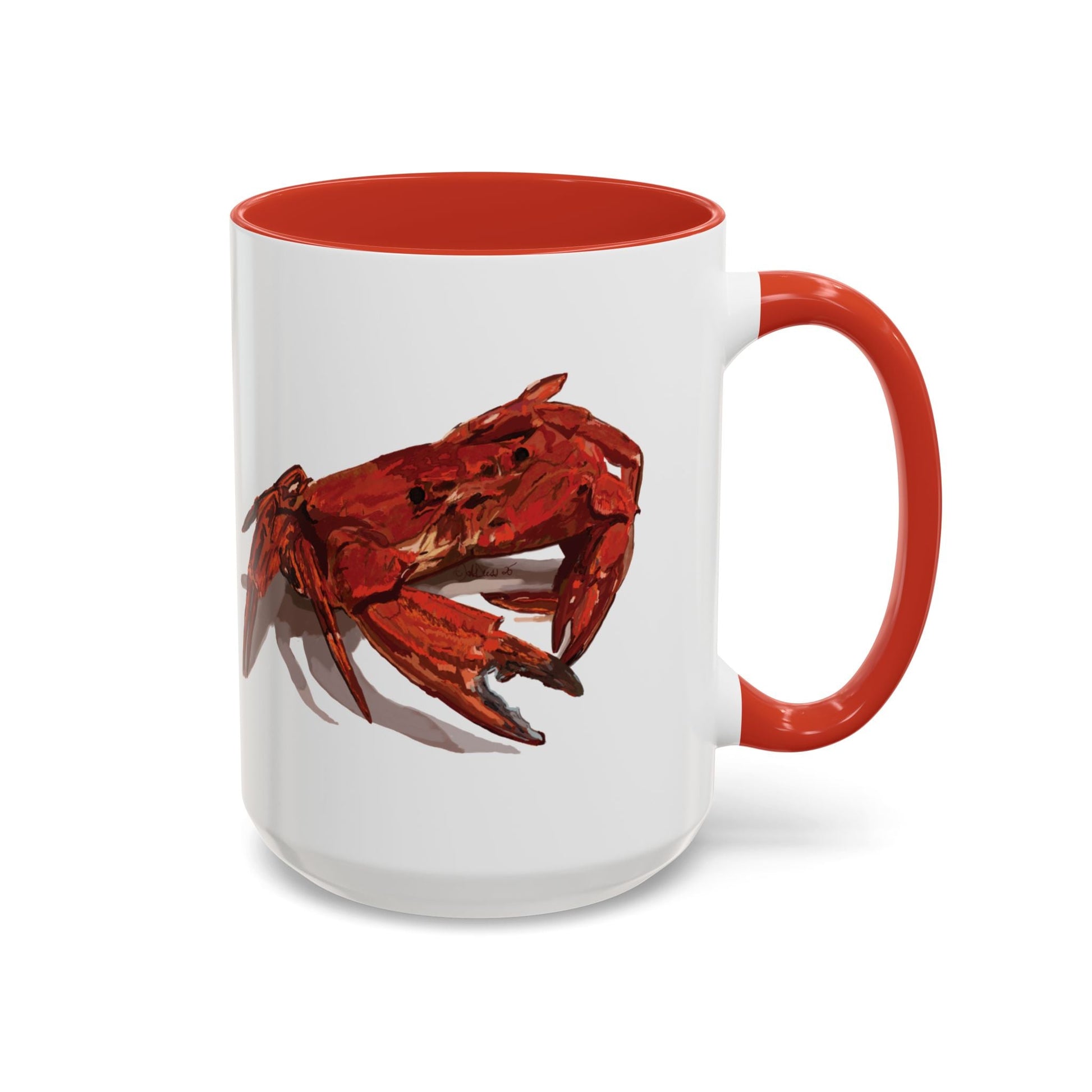 Rustic Crab Accent Coffee Mug - Fun Seafood Lover Gift (11oz, 15oz) - Blue Cava