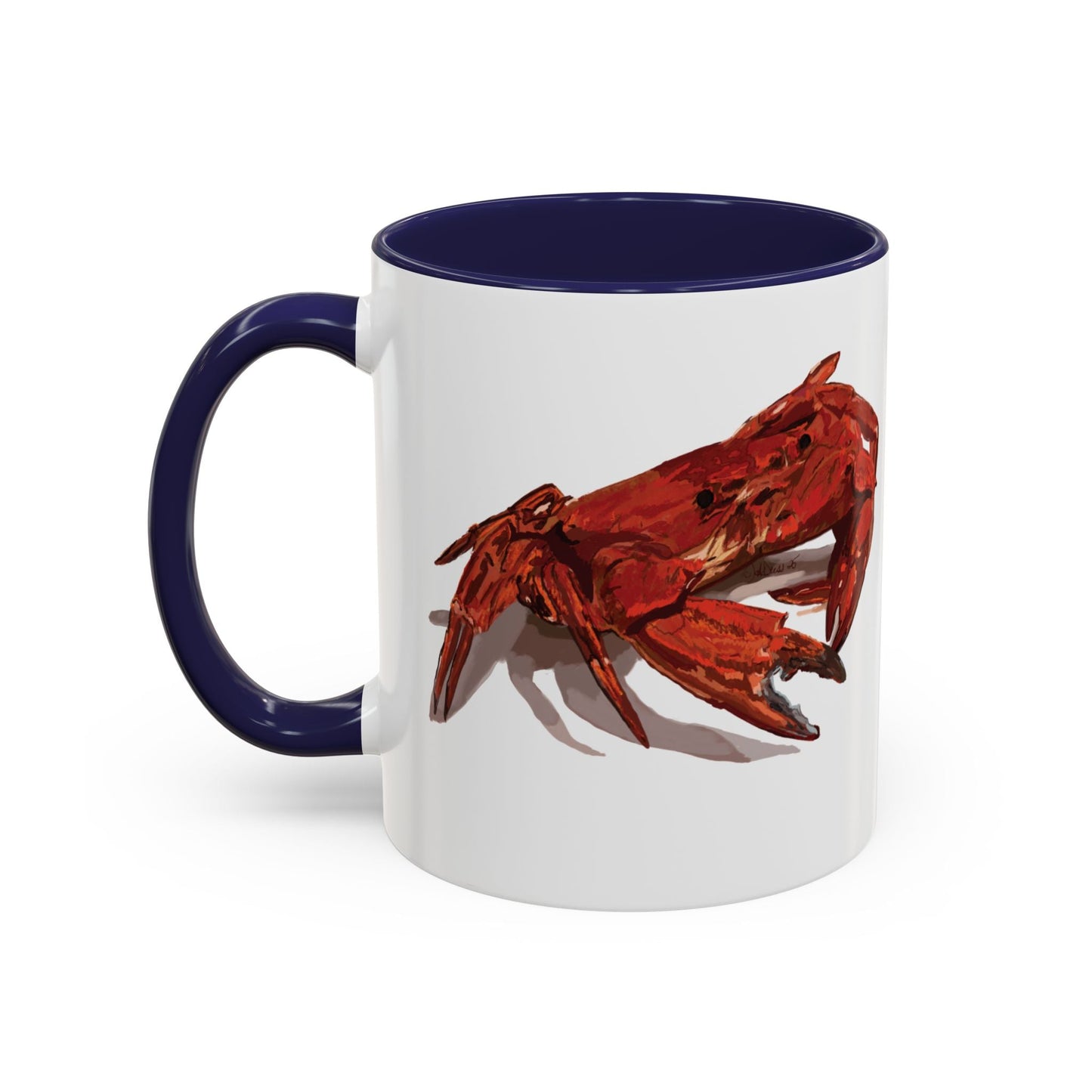 Rustic Crab Accent Coffee Mug - Fun Seafood Lover Gift (11oz, 15oz) - Blue Cava