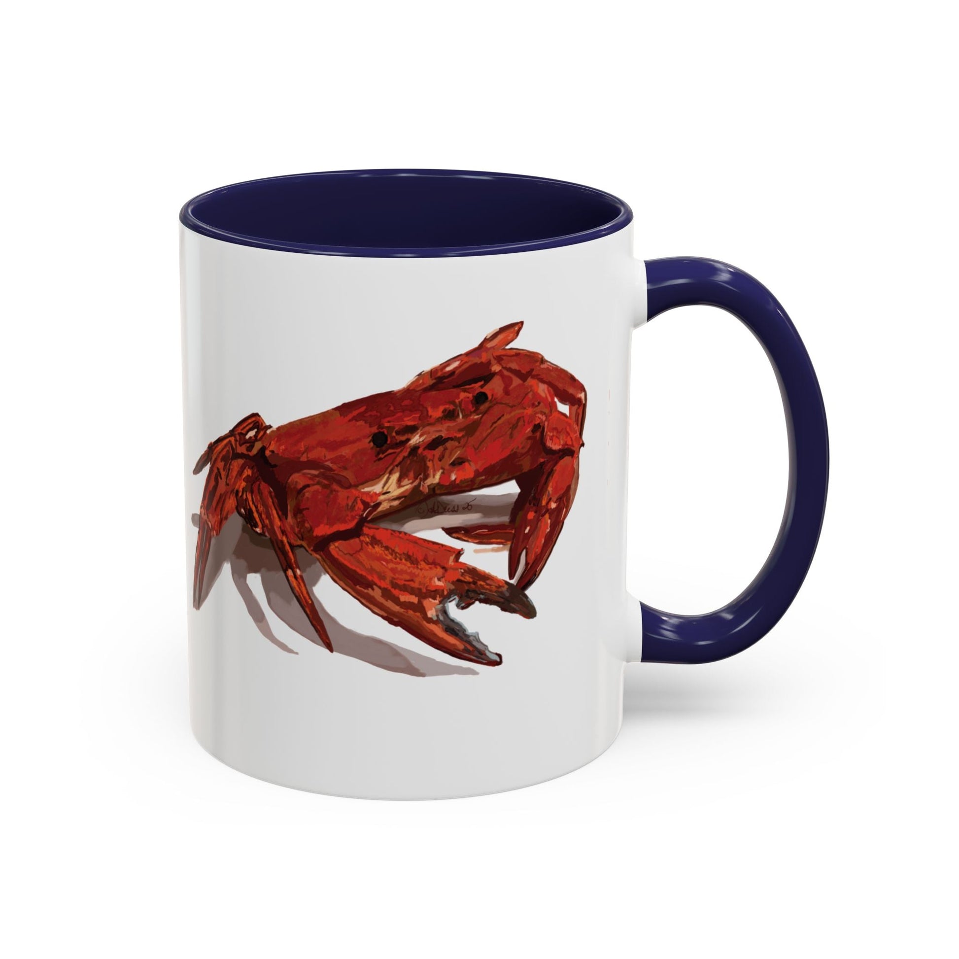 Rustic Crab Accent Coffee Mug - Fun Seafood Lover Gift (11oz, 15oz) - Blue Cava