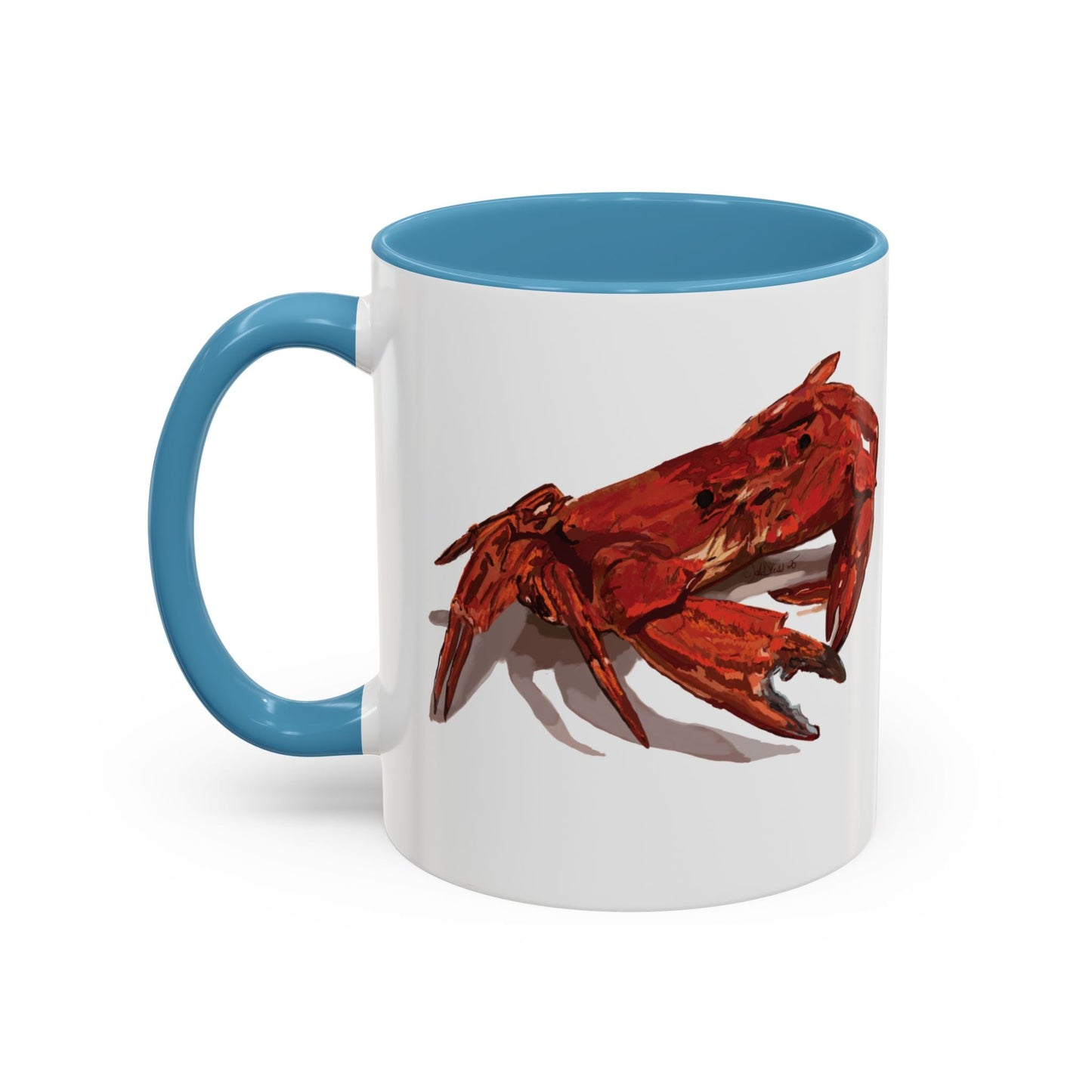 Rustic Crab Accent Coffee Mug - Fun Seafood Lover Gift (11oz, 15oz) - Blue Cava