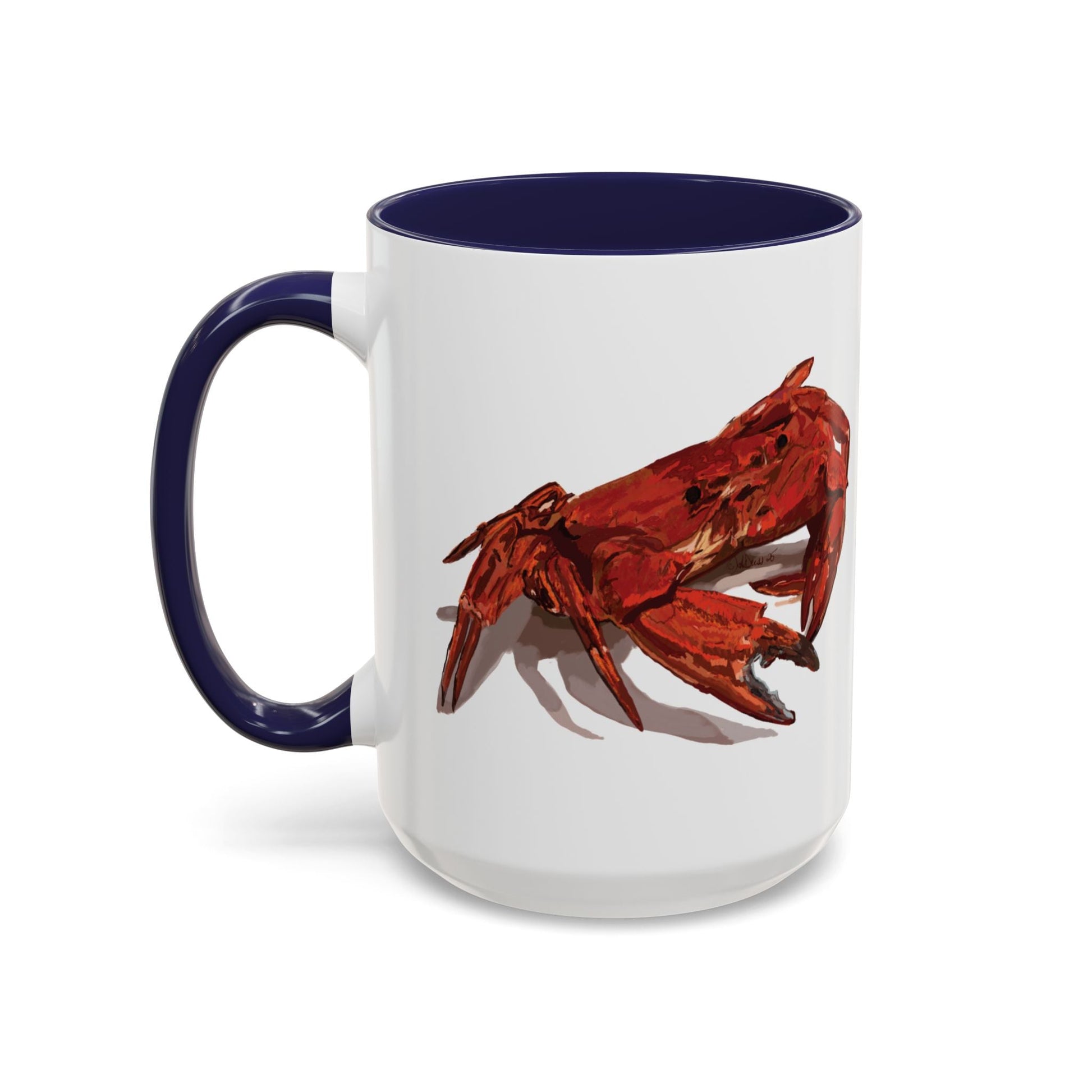 Rustic Crab Accent Coffee Mug - Fun Seafood Lover Gift (11oz, 15oz) - Blue Cava