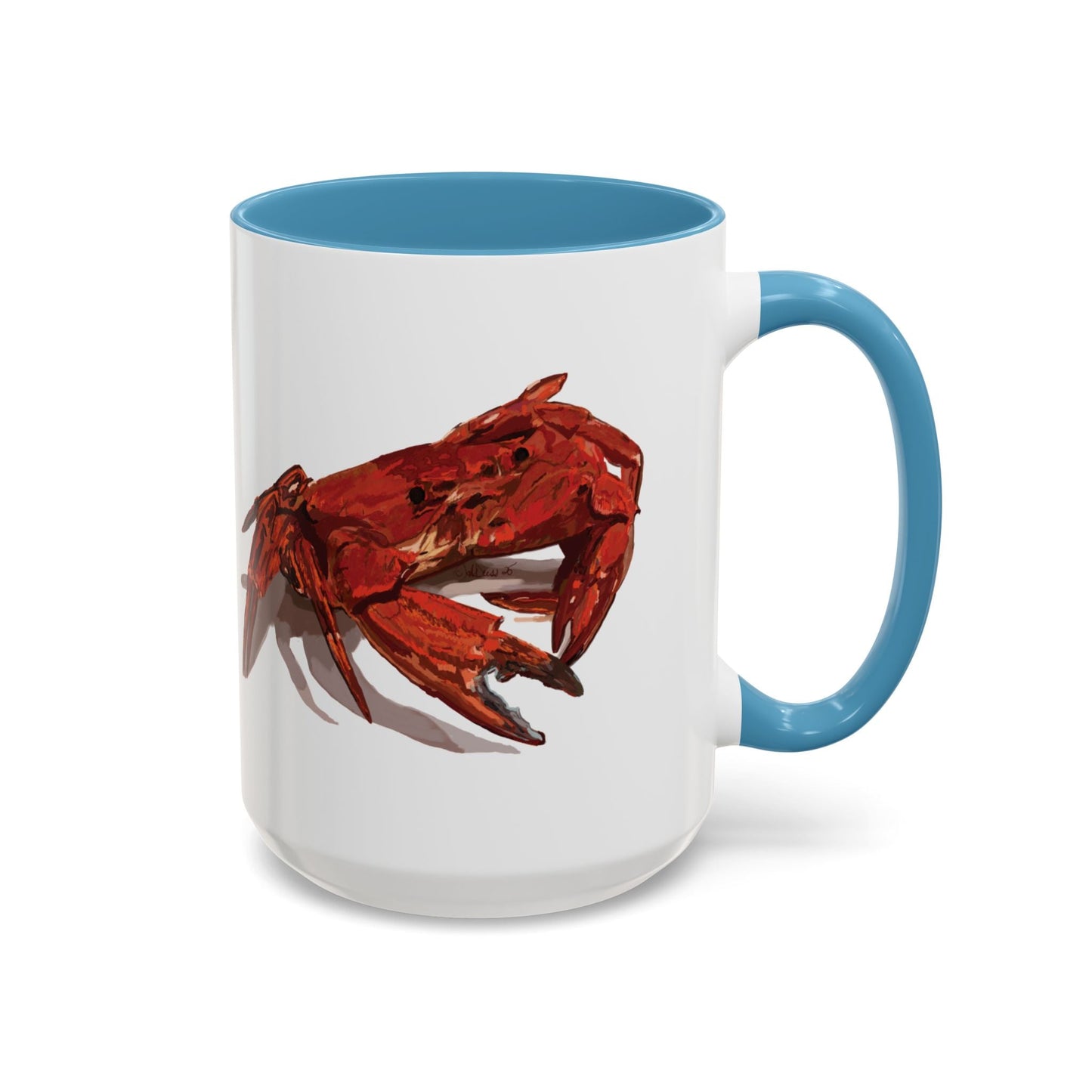 Rustic Crab Accent Coffee Mug - Fun Seafood Lover Gift (11oz, 15oz) - Blue Cava