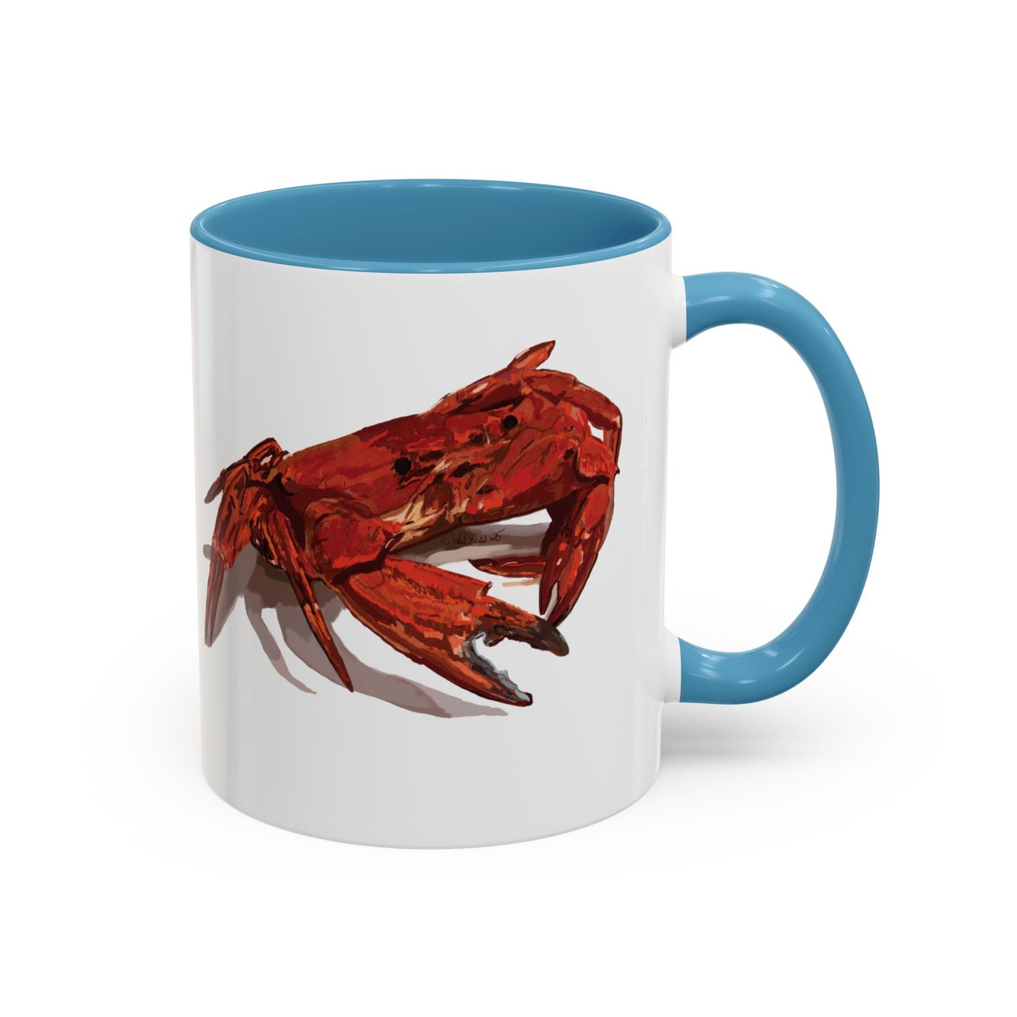 Rustic Crab Accent Coffee Mug - Fun Seafood Lover Gift (11oz, 15oz) - Blue Cava