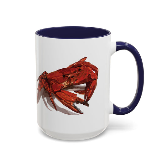 Rustic Crab Accent Coffee Mug - Fun Seafood Lover Gift (11oz, 15oz) - Blue Cava