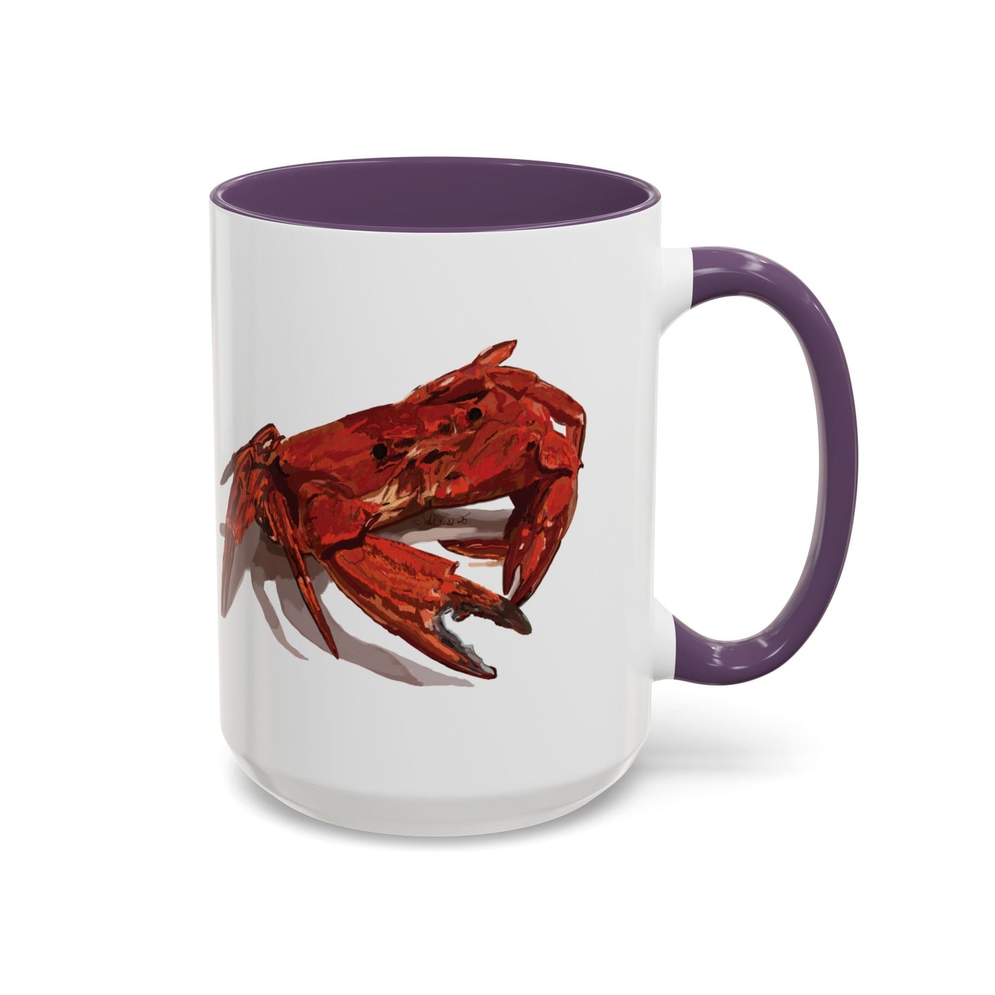 Rustic Crab Accent Coffee Mug - Fun Seafood Lover Gift (11oz, 15oz) - Blue Cava