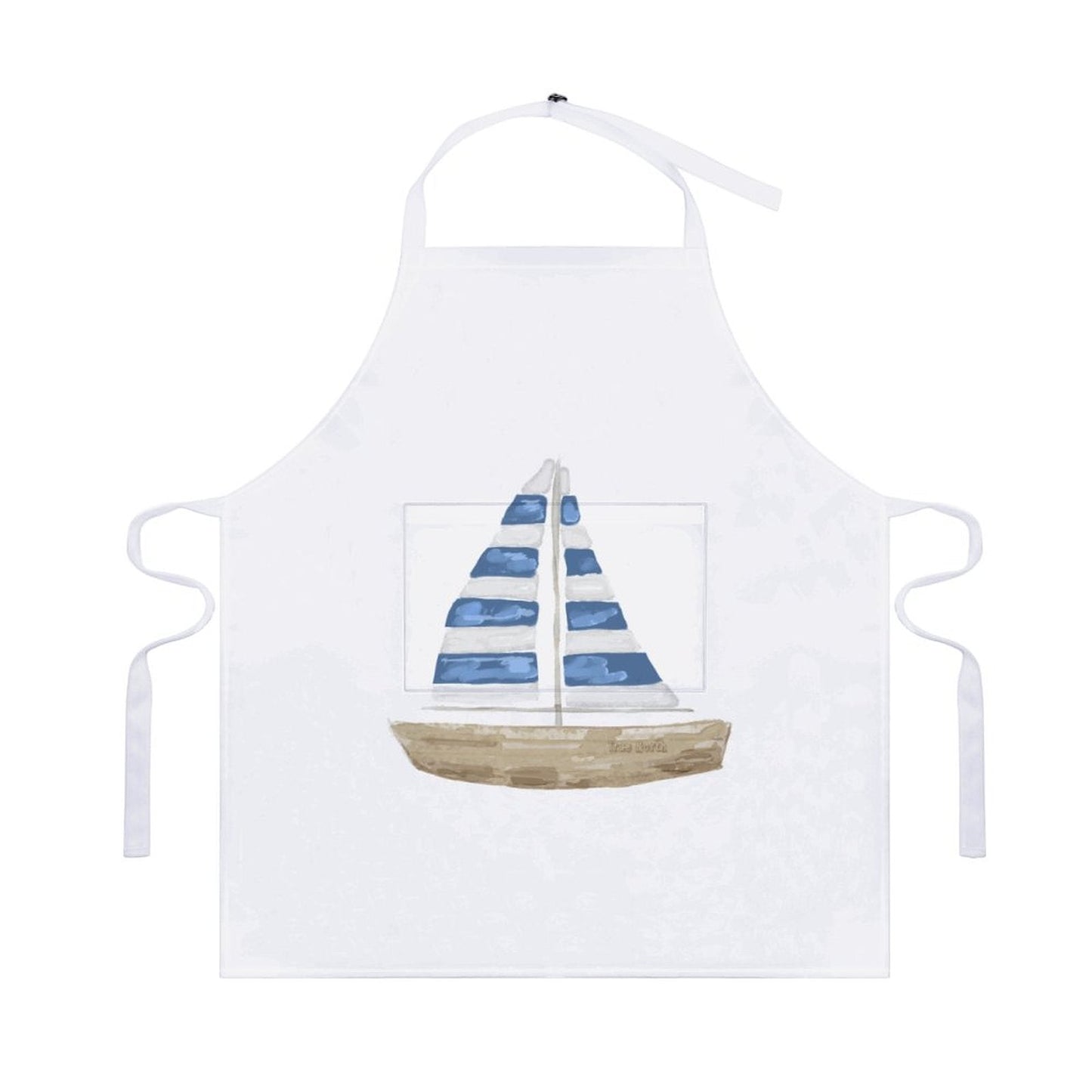 Sail Boat Apron with Pocket - Blue Cava