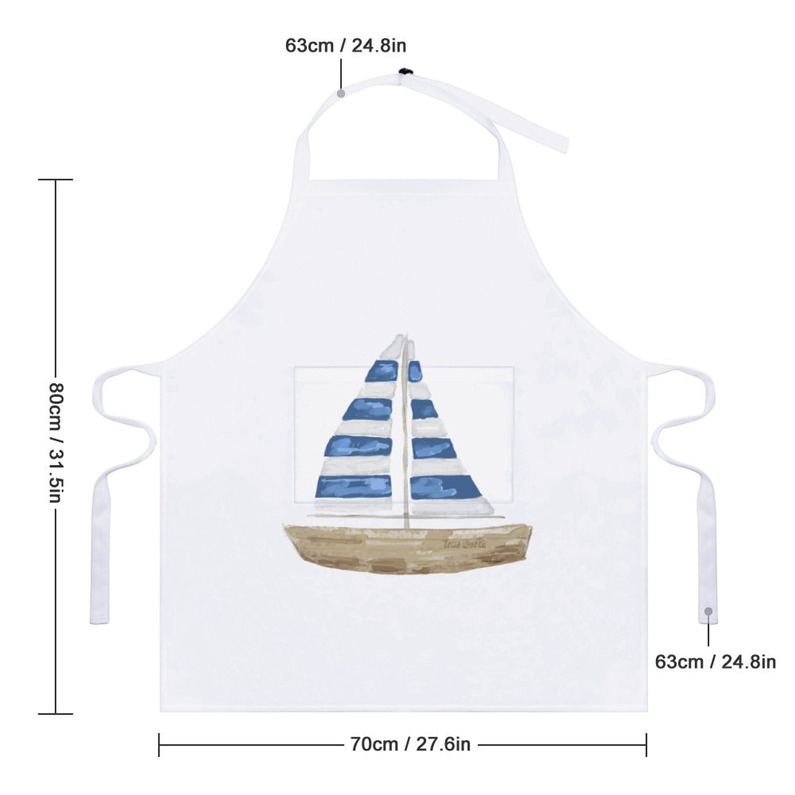 Sail Boat Apron with Pocket - Blue Cava