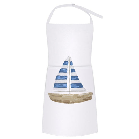 Sail Boat Apron with Pocket - Blue Cava