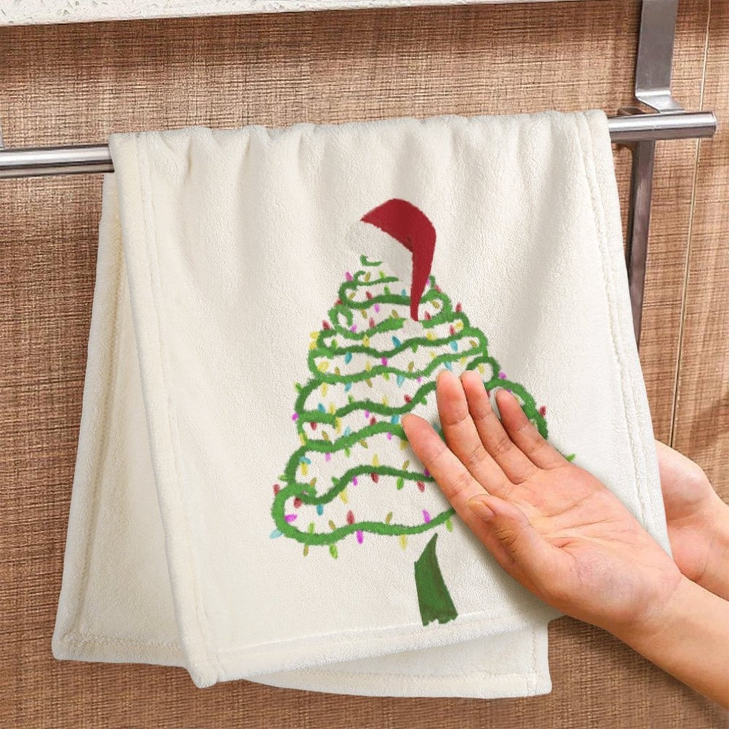 Santa Tree Hand Towel - Blue Cava