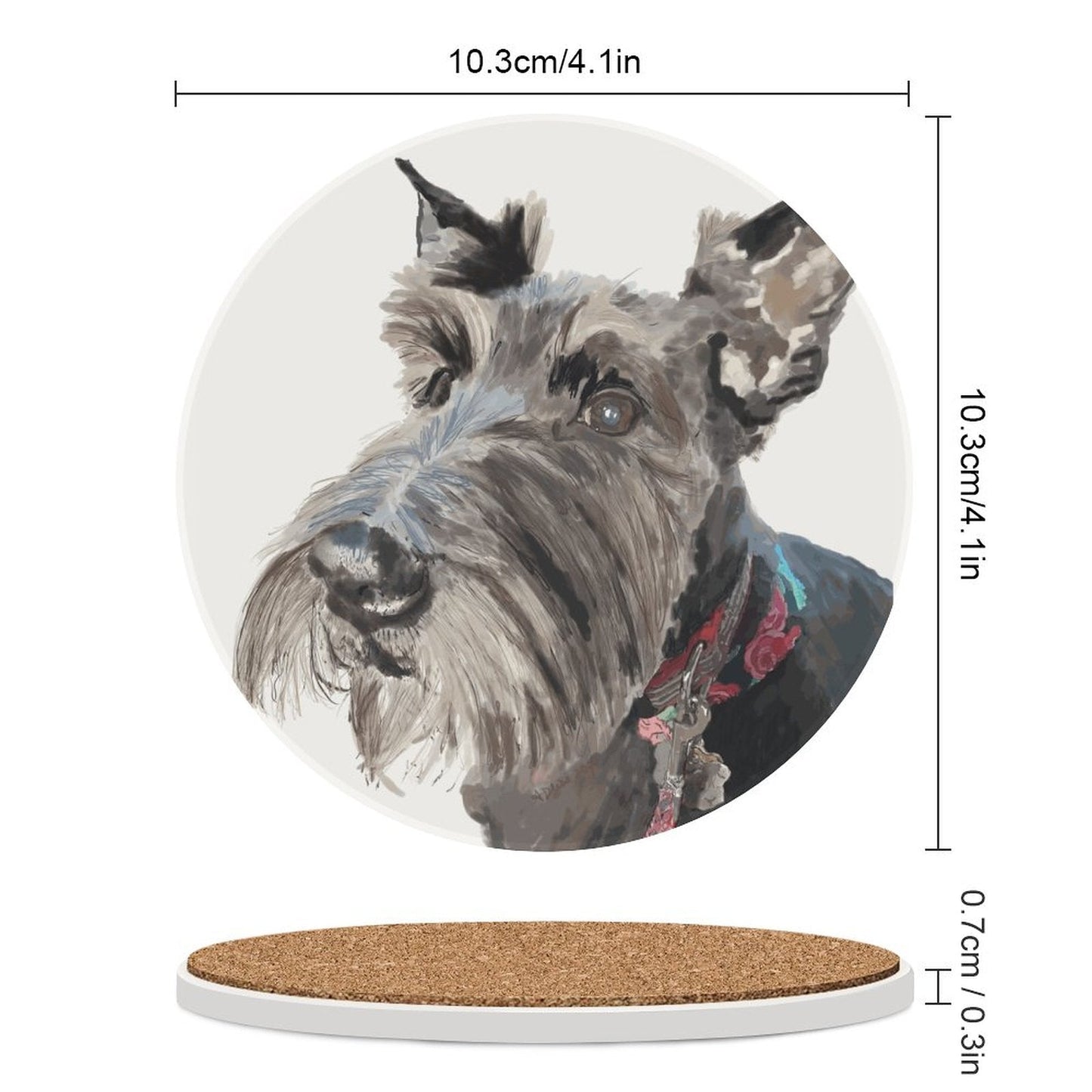 Scottish Terrier "Fala" Round Ceramic Coaster Sets - Blue Cava