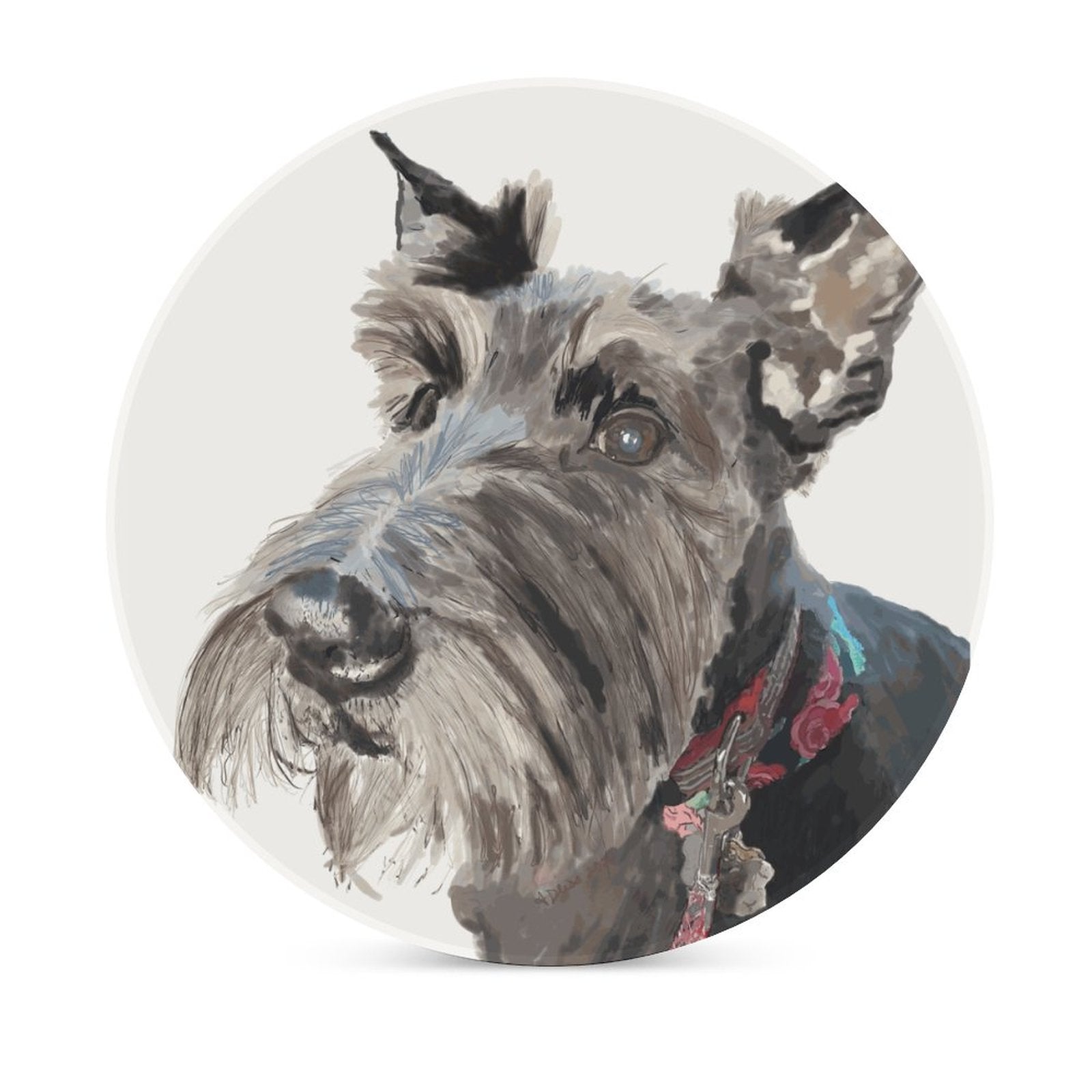 Scottish Terrier "Fala" Round Ceramic Coaster Sets - Blue Cava