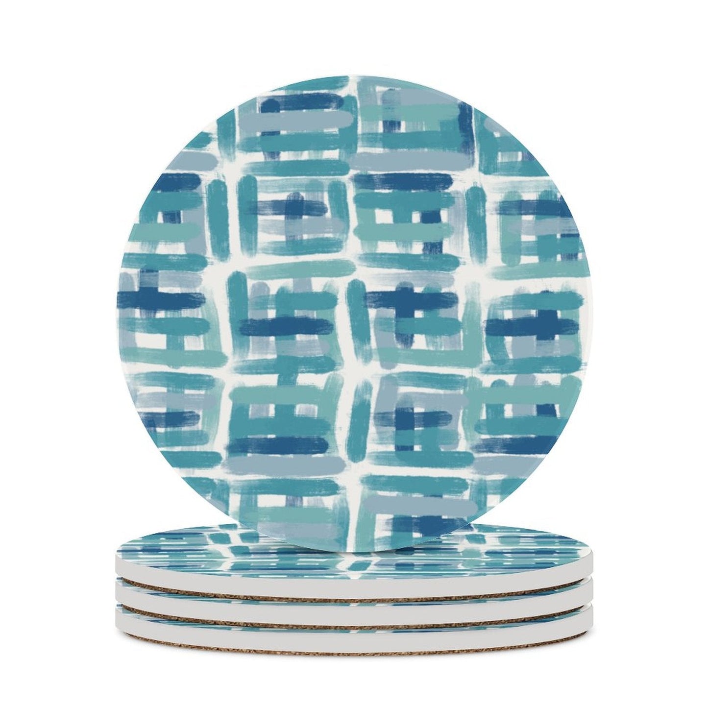 Sea Glass Round Ceramic Coaster - Blue Cava