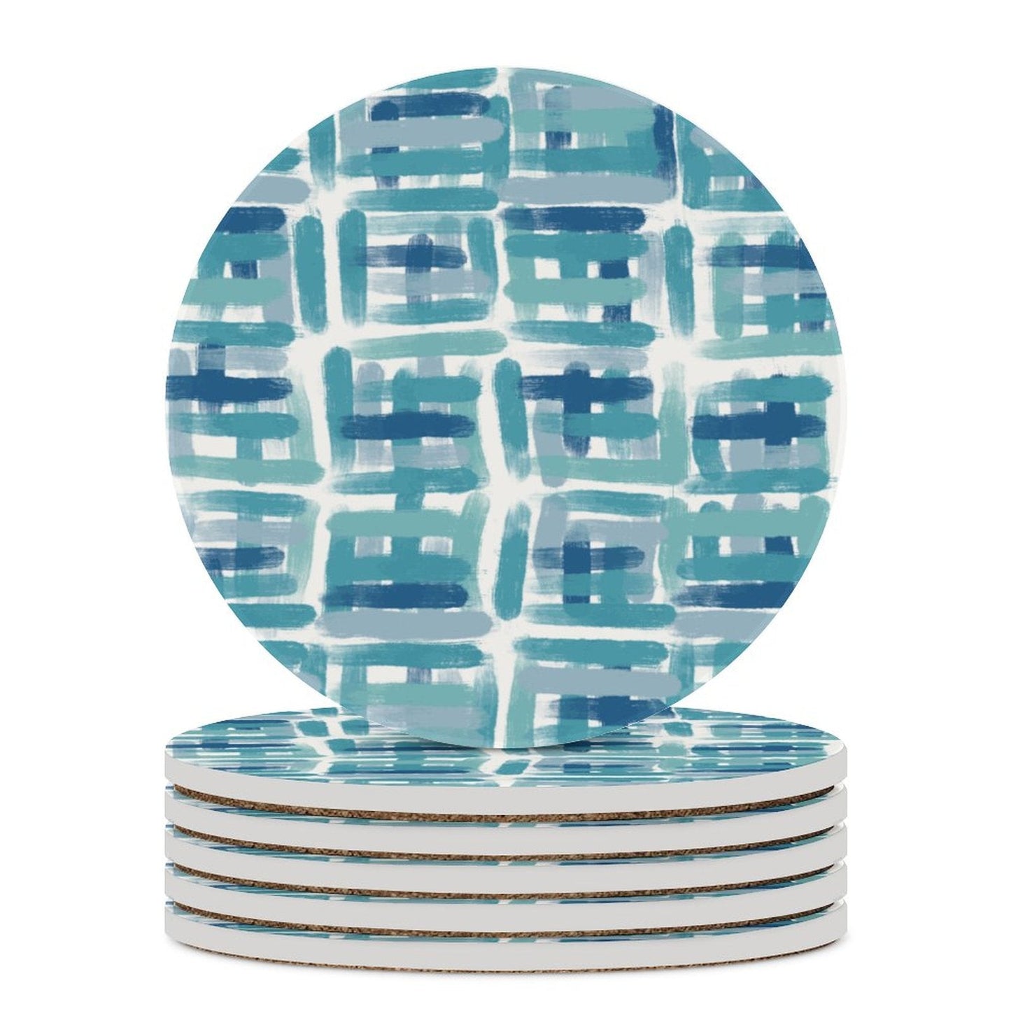 Sea Glass Round Ceramic Coaster - Blue Cava