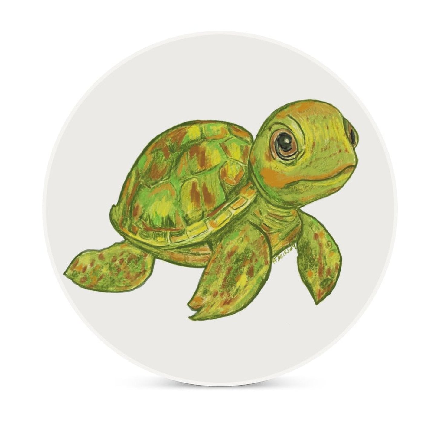 Sea Turtle Ceramic Coaster - Blue Cava