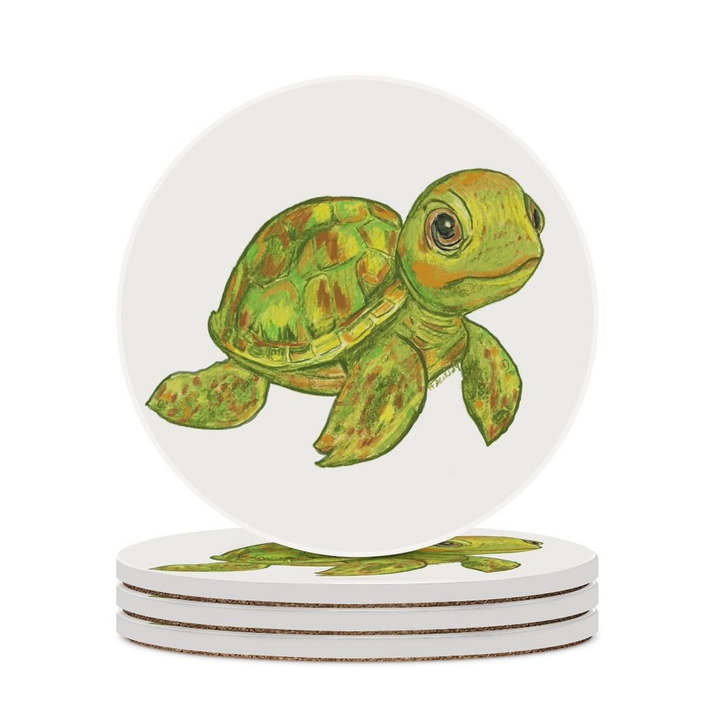 Sea Turtle Ceramic Coaster - Blue Cava