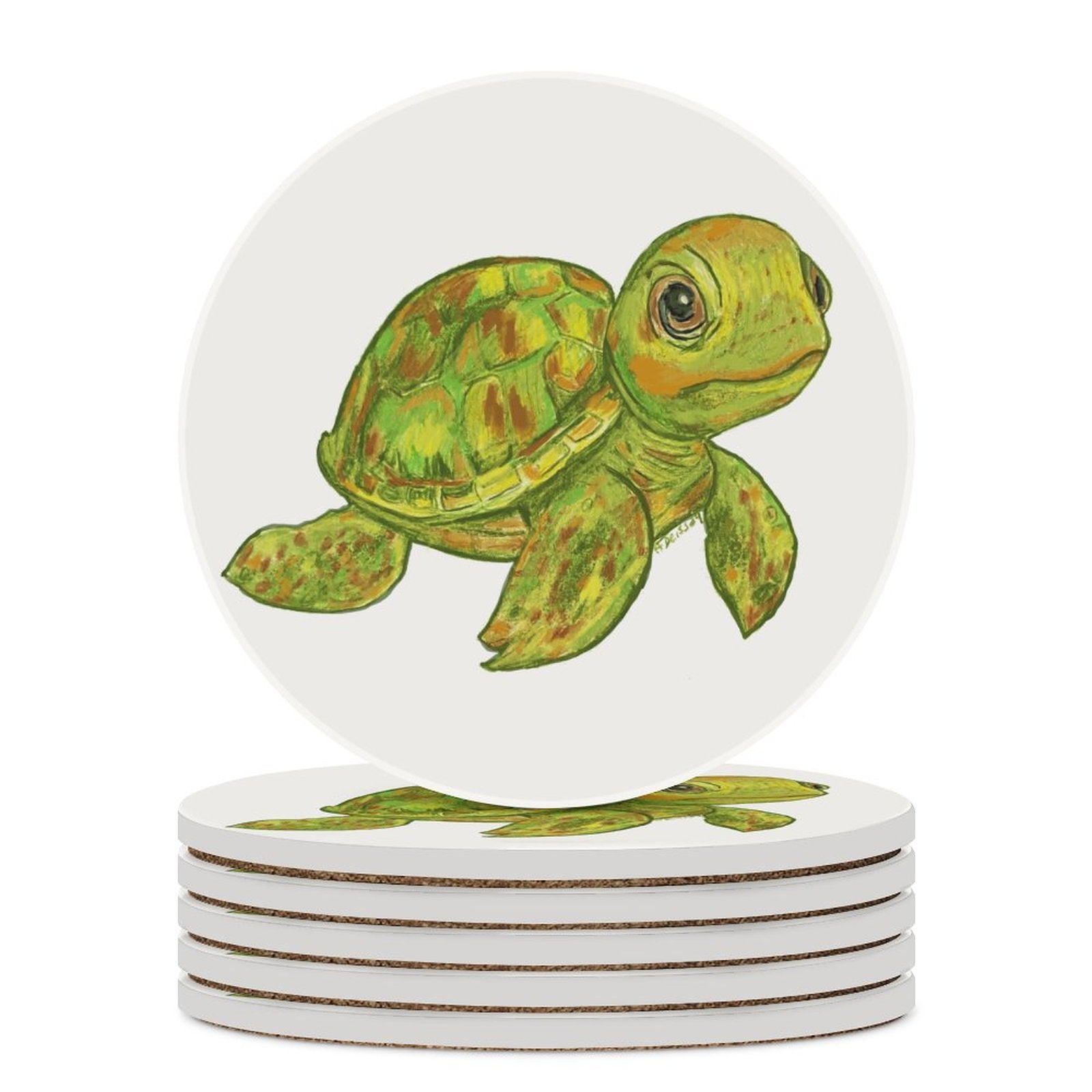 Sea Turtle Ceramic Coaster - Blue Cava