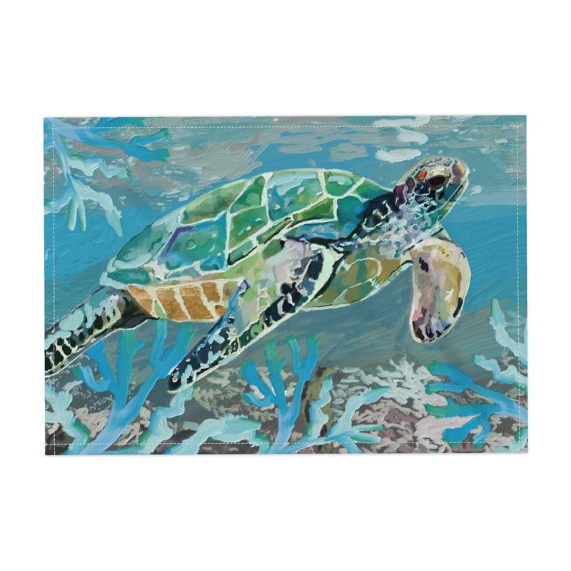 Sea Turtle Fabric Placemats - Blue Cava