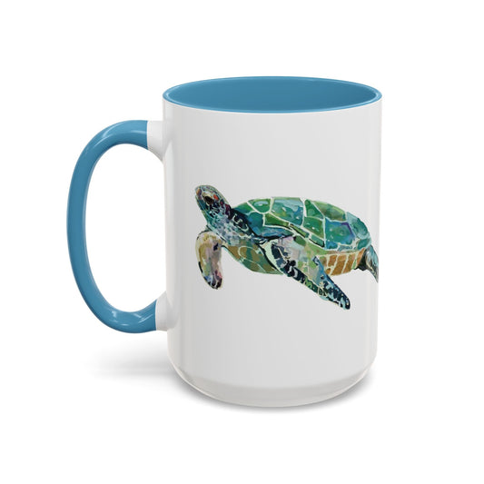 Sea Turtle Two Tone Coffee Mug (11oz & 15oz) - Blue Cava