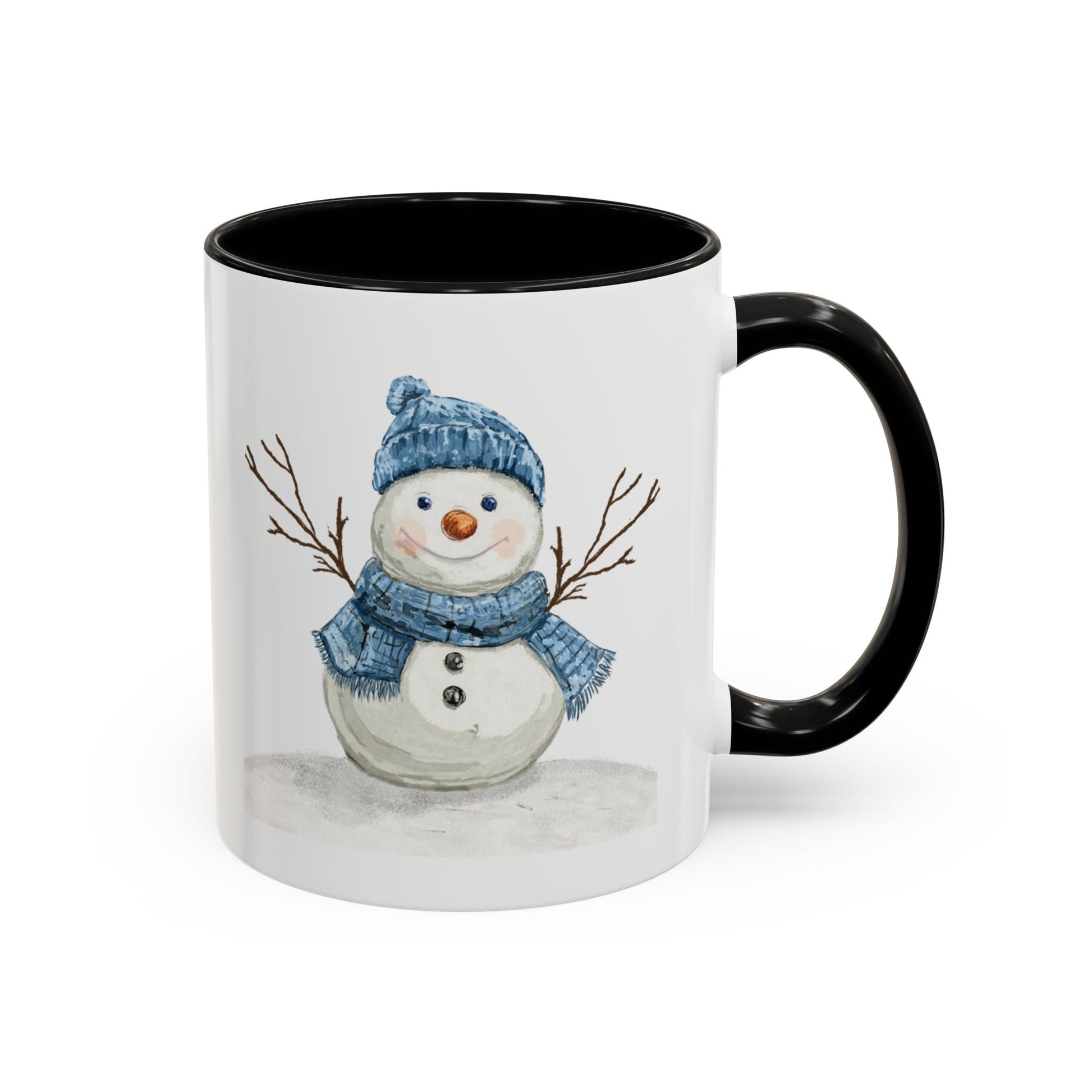 Snowman Accent Coffee Mug (11oz & 15oz) - Blue Cava