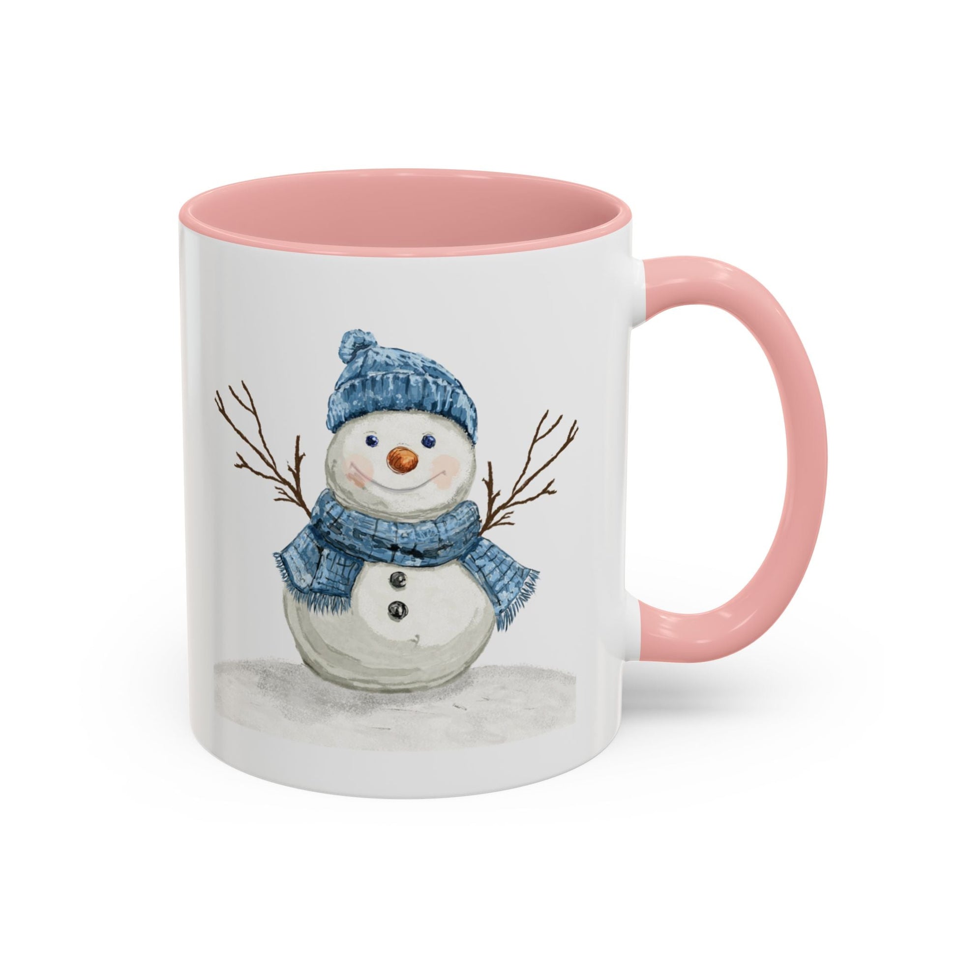 Snowman Accent Coffee Mug (11oz & 15oz) - Blue Cava