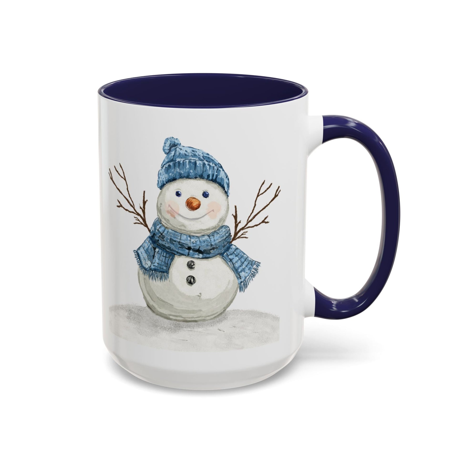 Snowman Accent Coffee Mug (11oz & 15oz) - Blue Cava