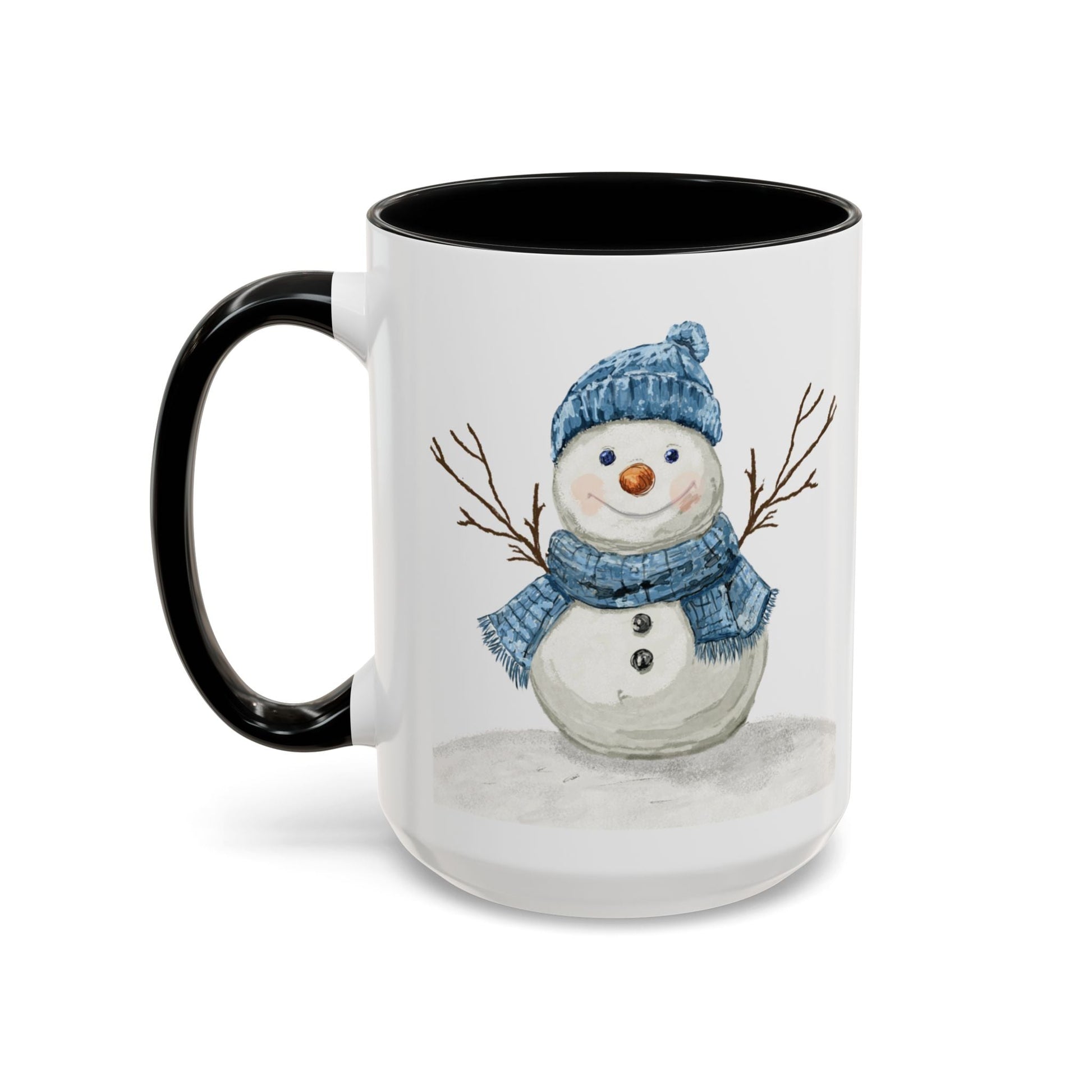 Snowman Accent Coffee Mug (11oz & 15oz) - Blue Cava