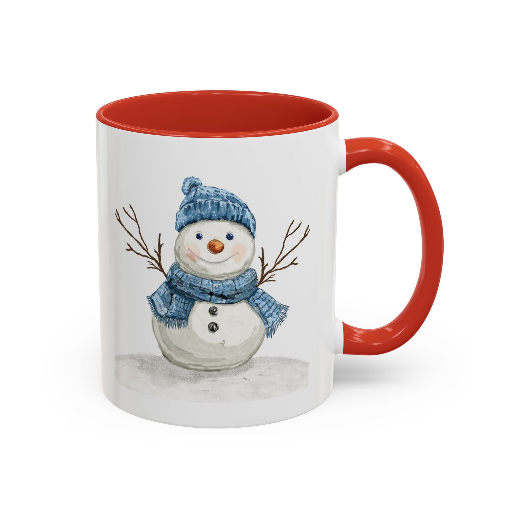 Snowman Accent Coffee Mug (11oz & 15oz) - Blue Cava