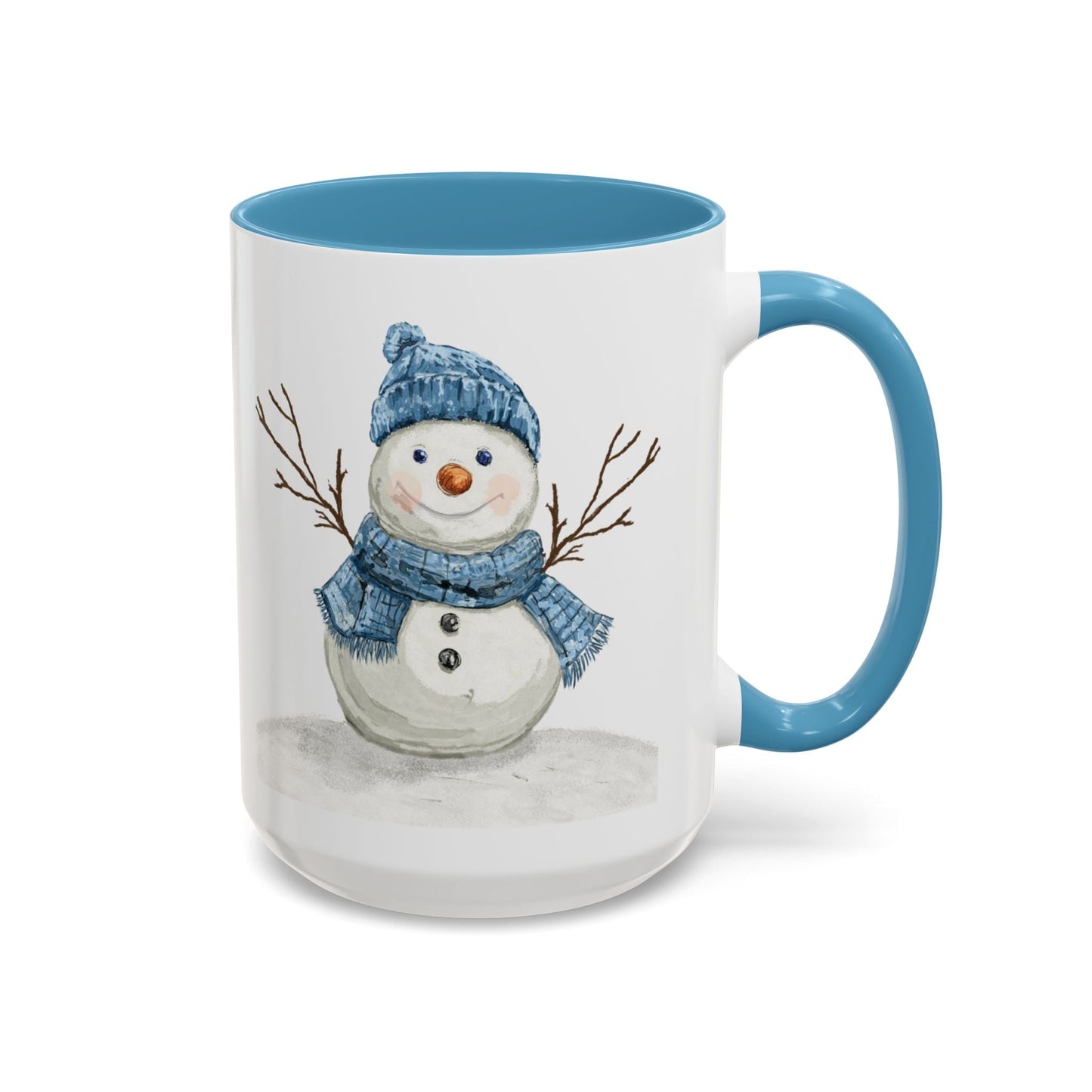 Snowman Accent Coffee Mug (11oz & 15oz) - Blue Cava