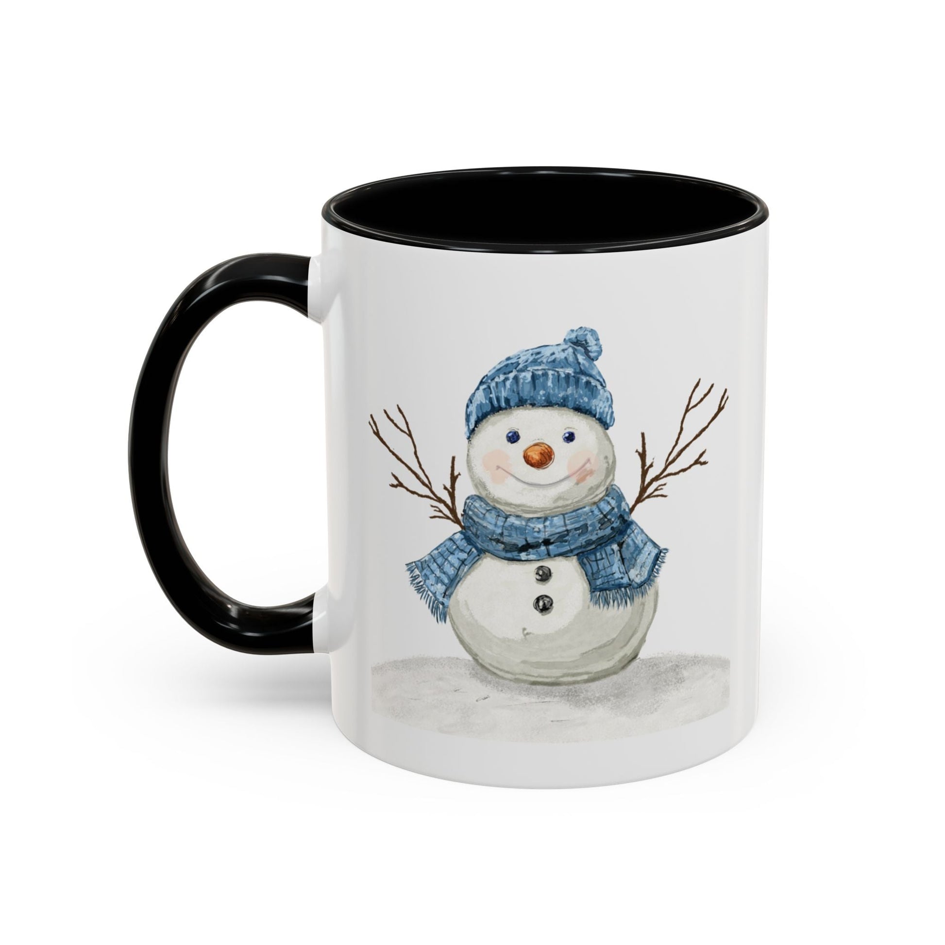 Snowman Accent Coffee Mug (11oz & 15oz) - Blue Cava